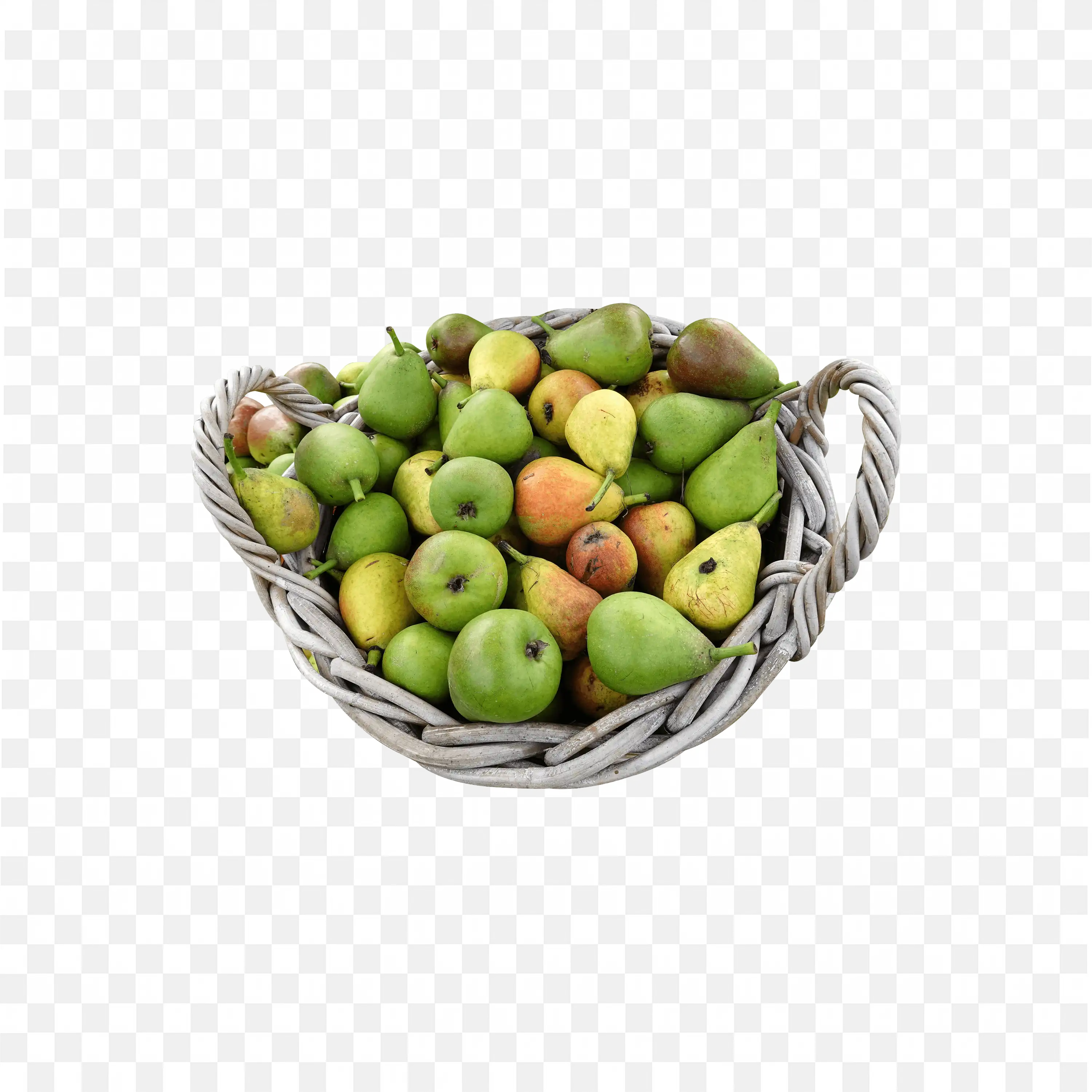 Basket Filled with Fresh Green and Yellow Pears Download