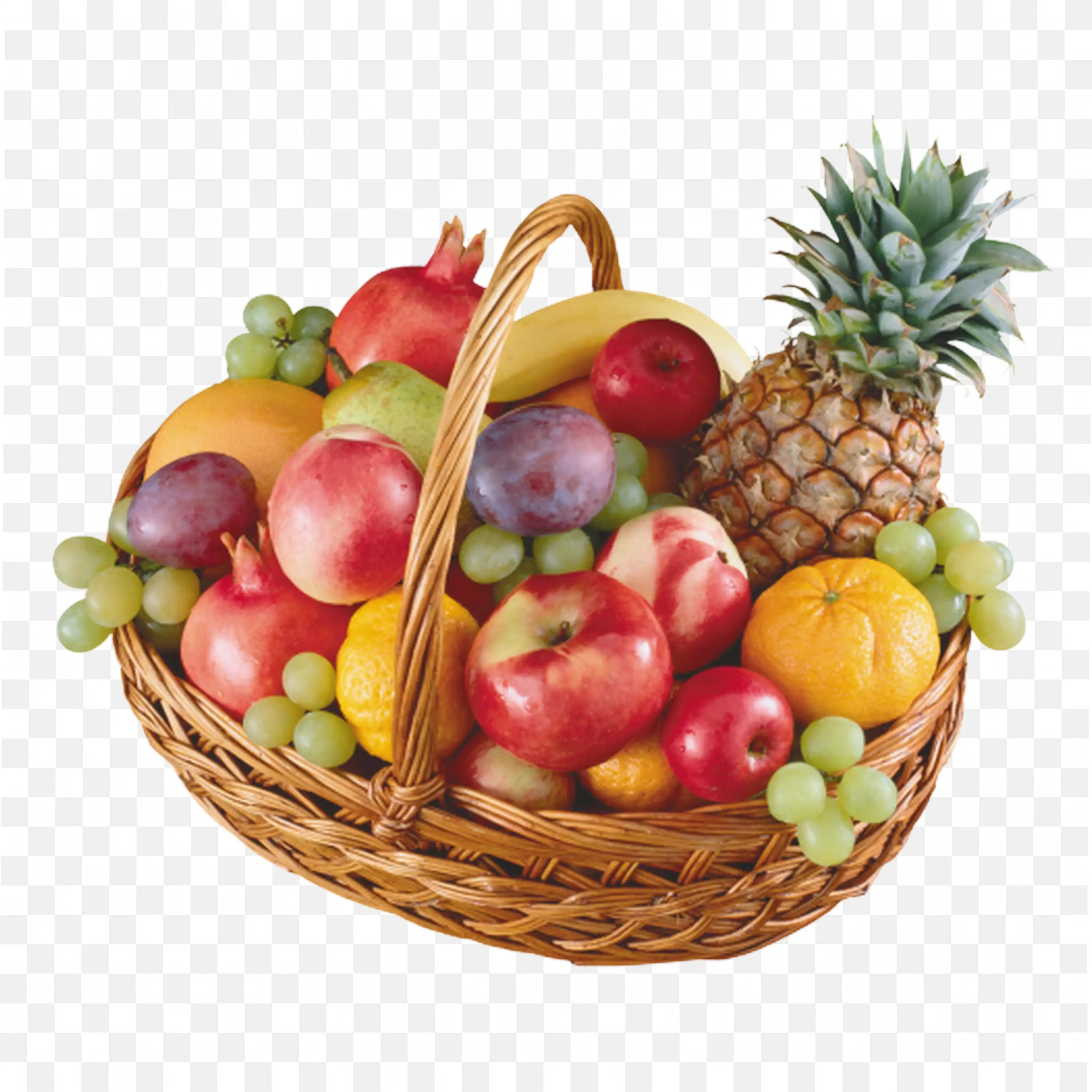 Basket Full of Mixed Fresh Tropical Colourful Fruits Png