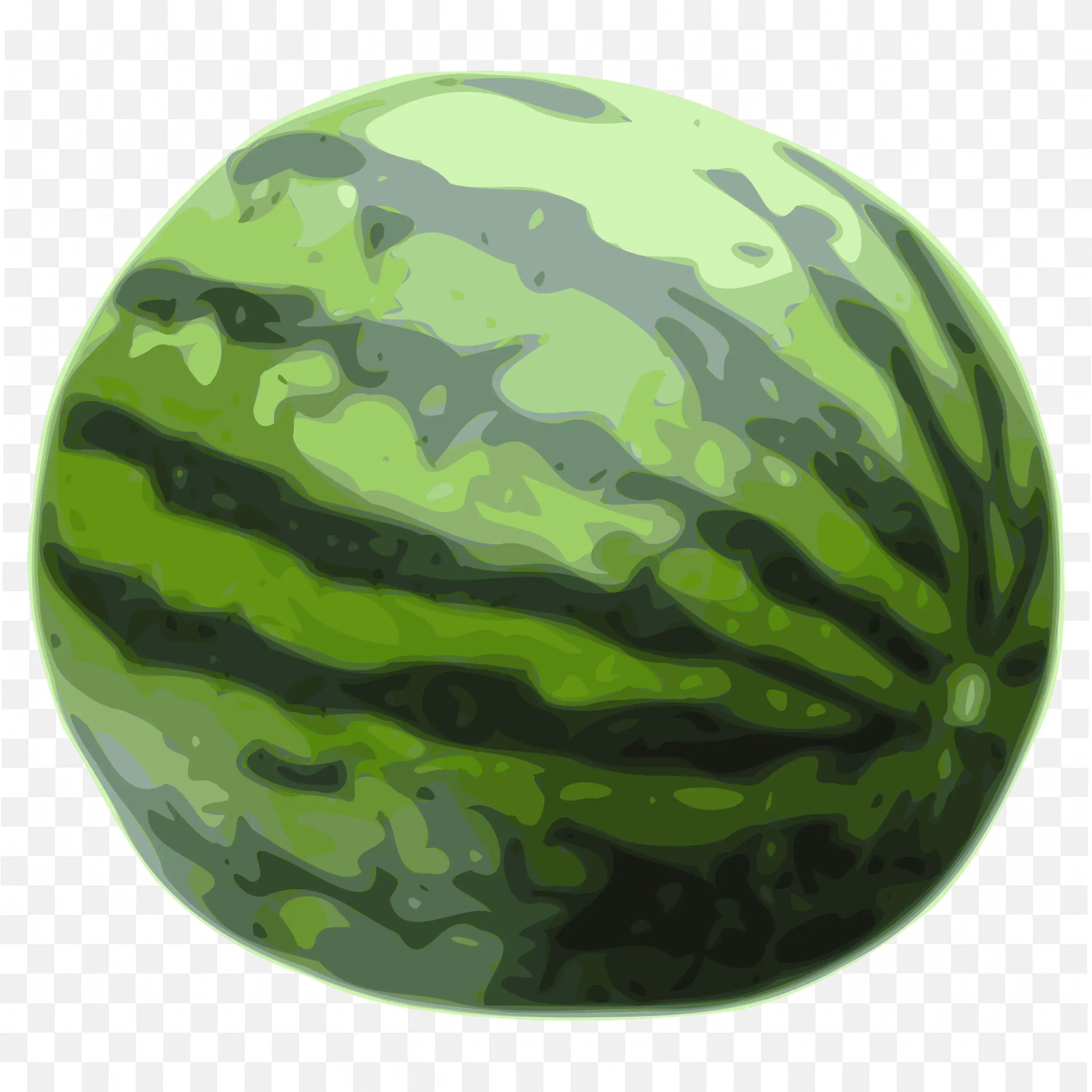 Big Watermelon with Light Green Stripes Rind Png Image Free