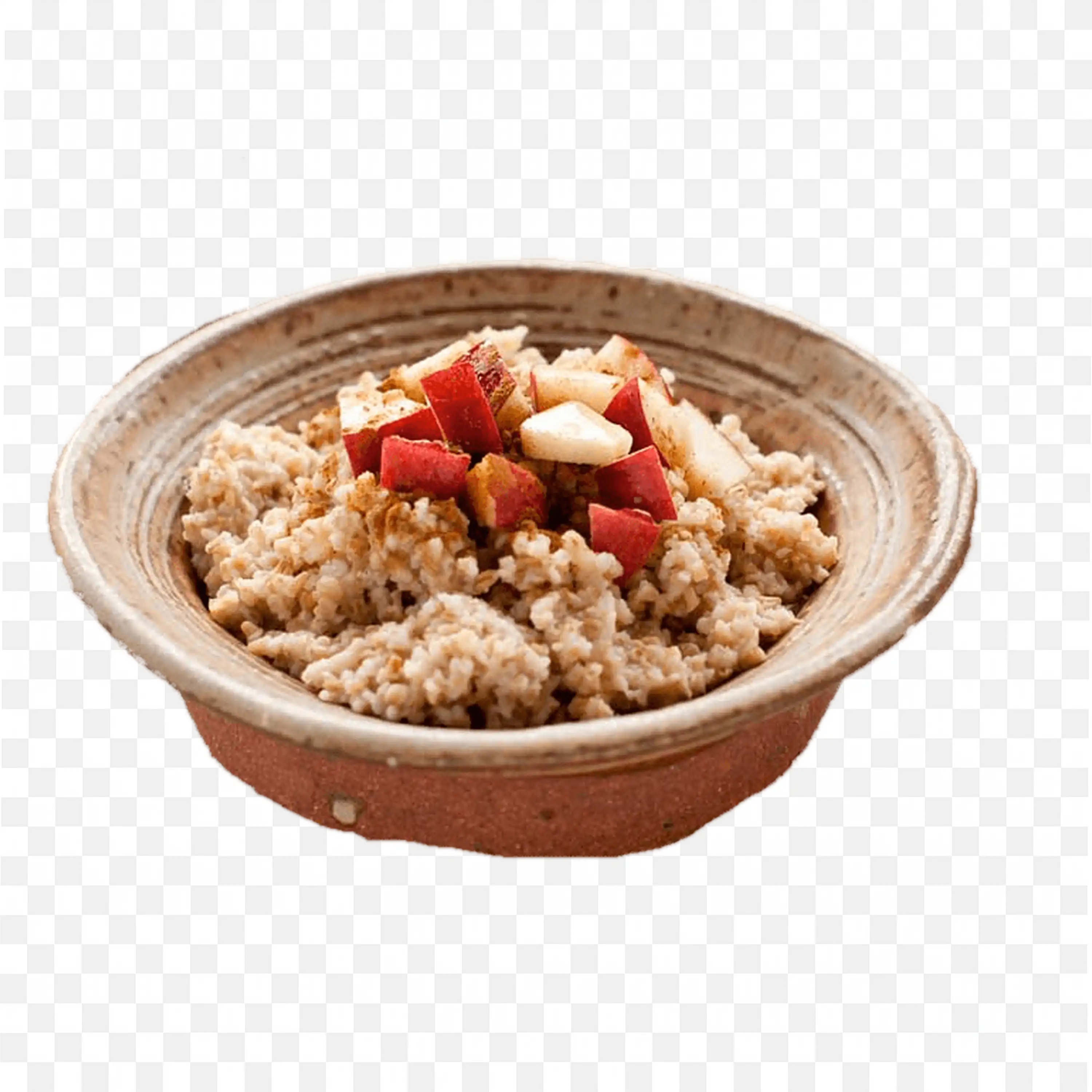 Bowl with Nutty Oatmeal Mixed with Fresh Fruit Toppings Png