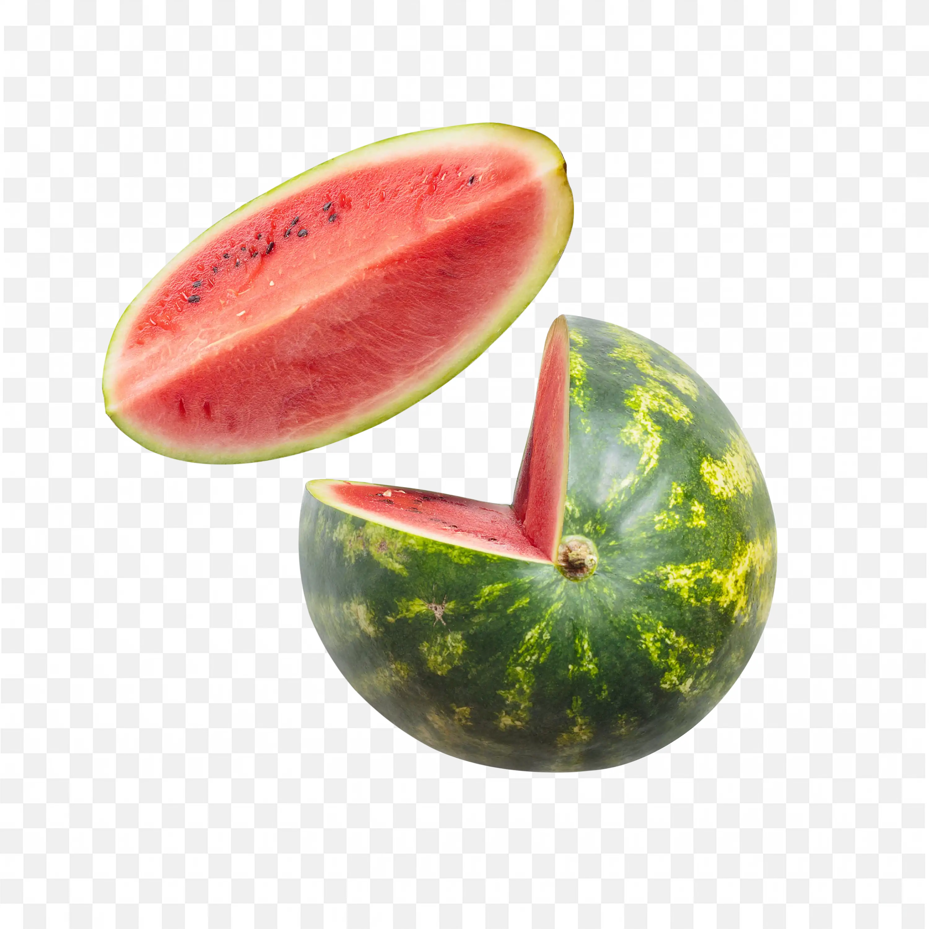 Bright Red Watermelon with a Sliced Wedge Png Image Free