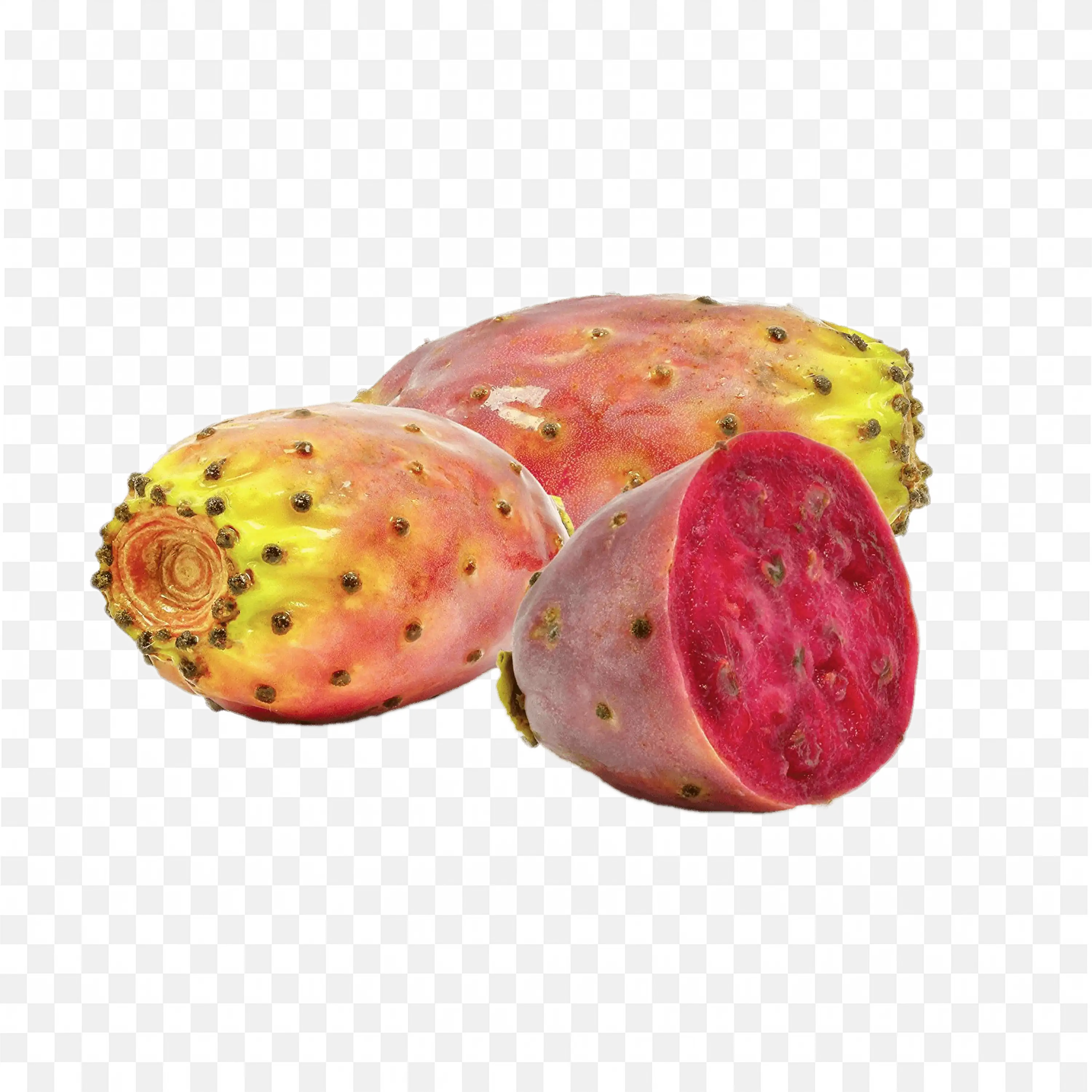 Bright Red and Yellow Prickly Pear Cactus Fruit Png Free