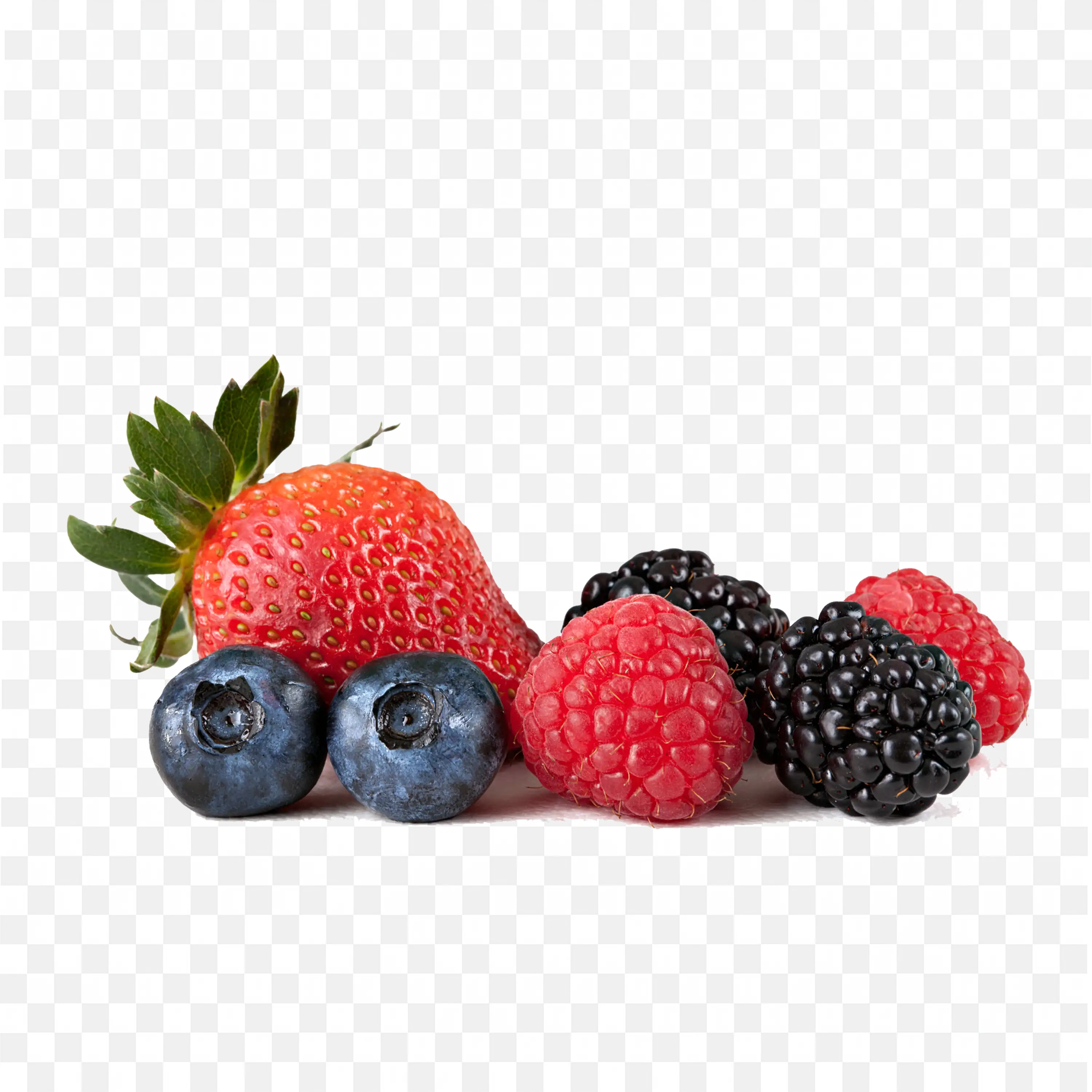 Colourful Berry Mix with Leaves and Juicy Texture Png Free