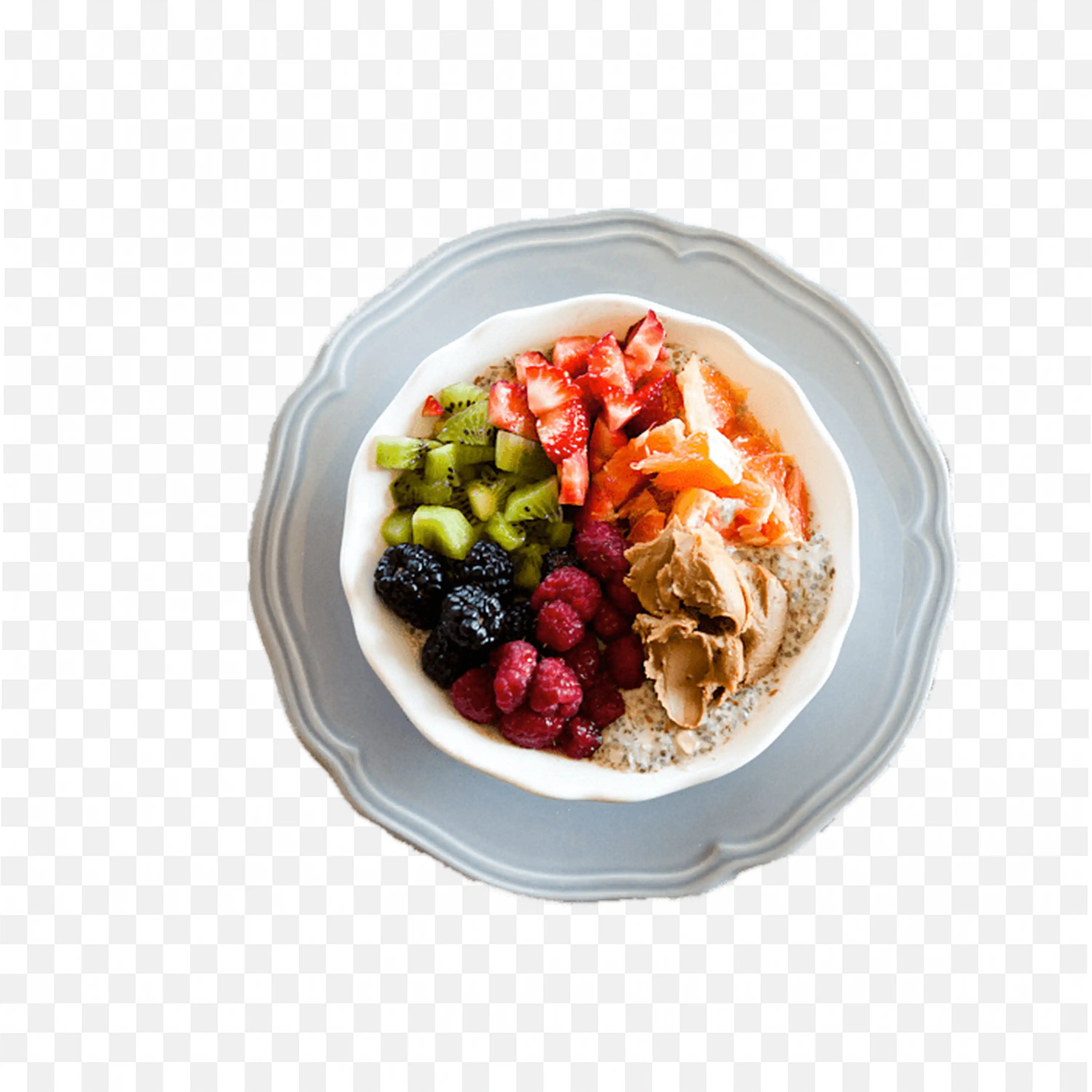 Colourful Healthy Fruit Salad in a White Bowl Png Free