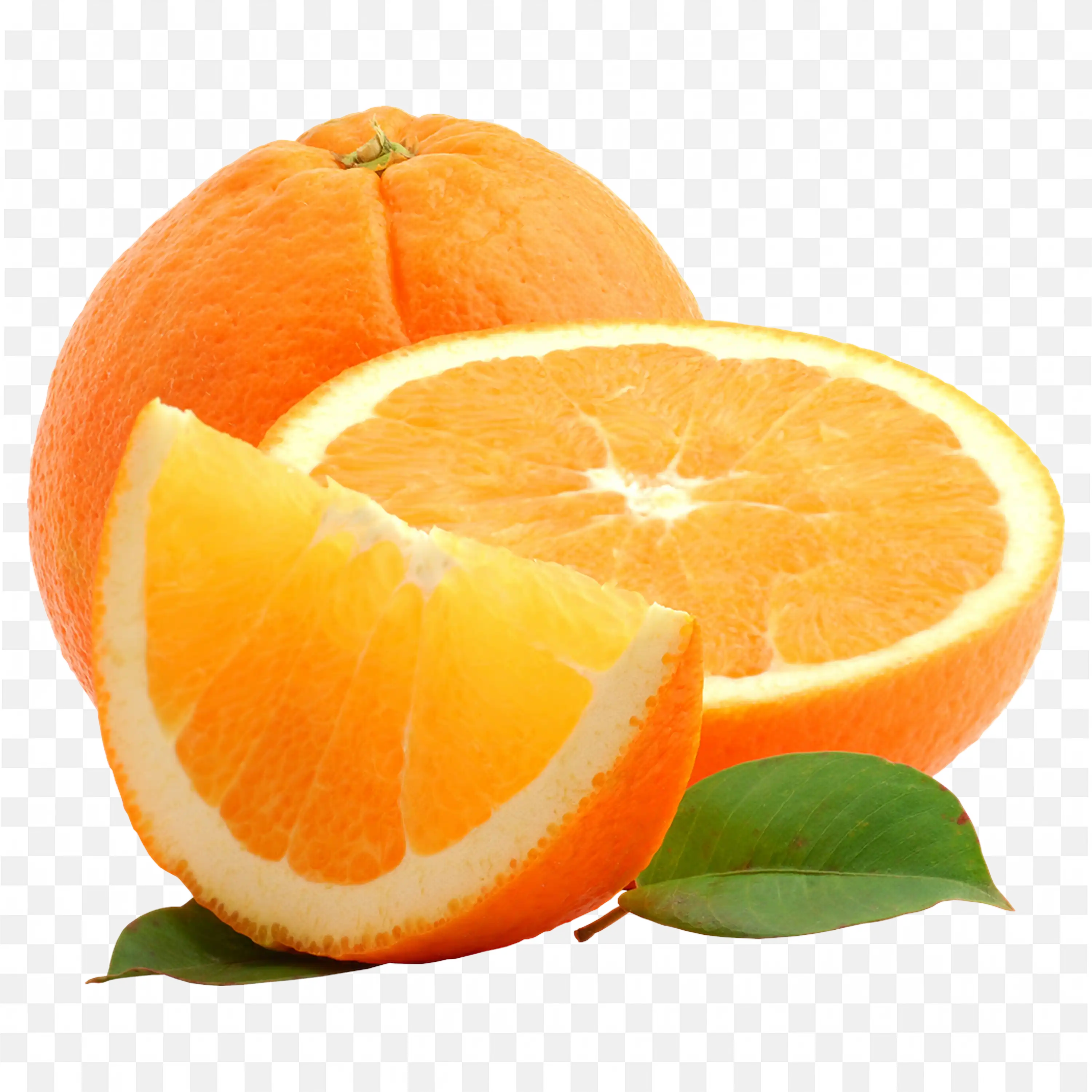 Complete and Sliced Oranges Showcasing Their Pulp Free Png