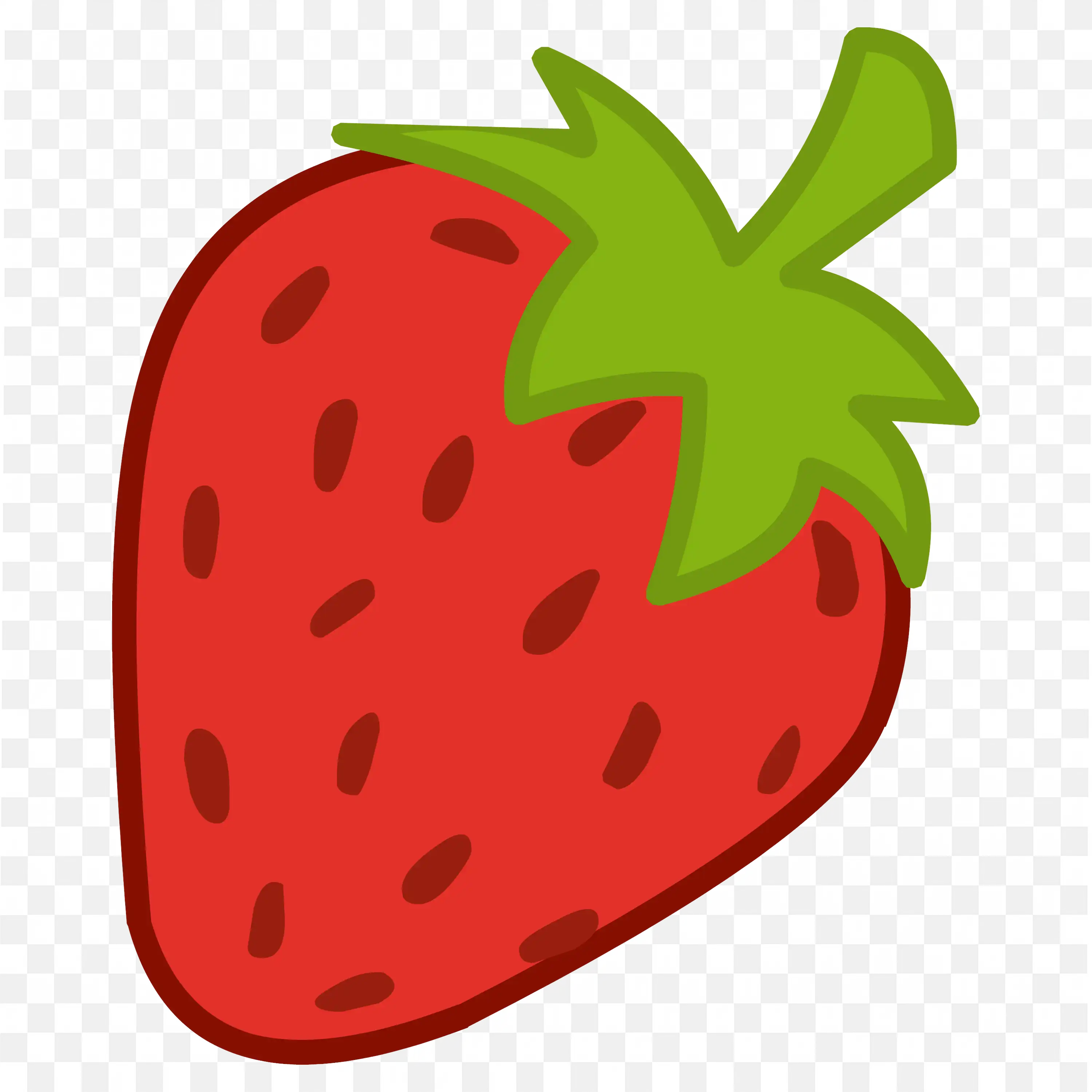 Cute Strawberry Cartoon with Green Leaf and Red Body Png