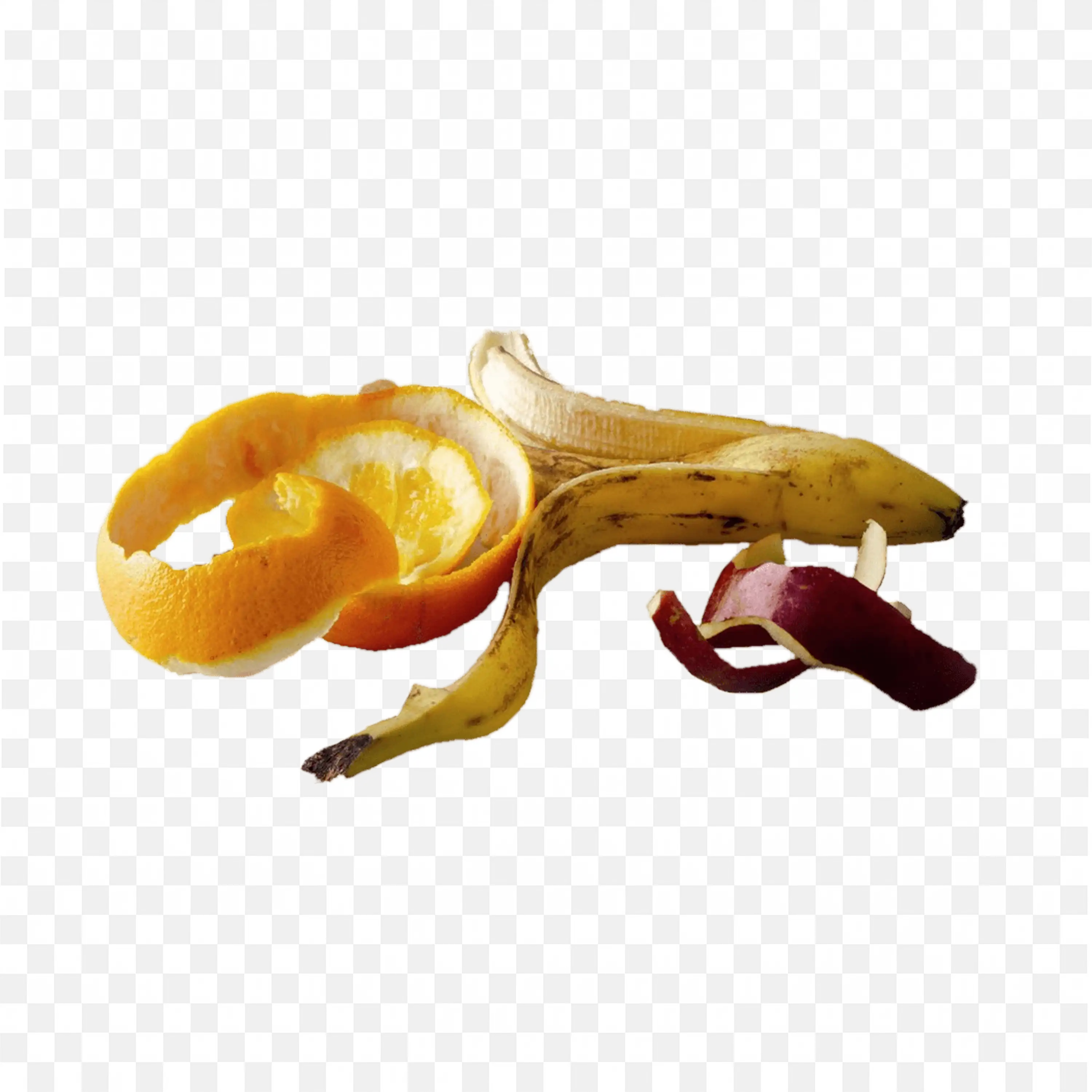 Fresh Apple Banana and Orange Peel Removed from Ripe Png