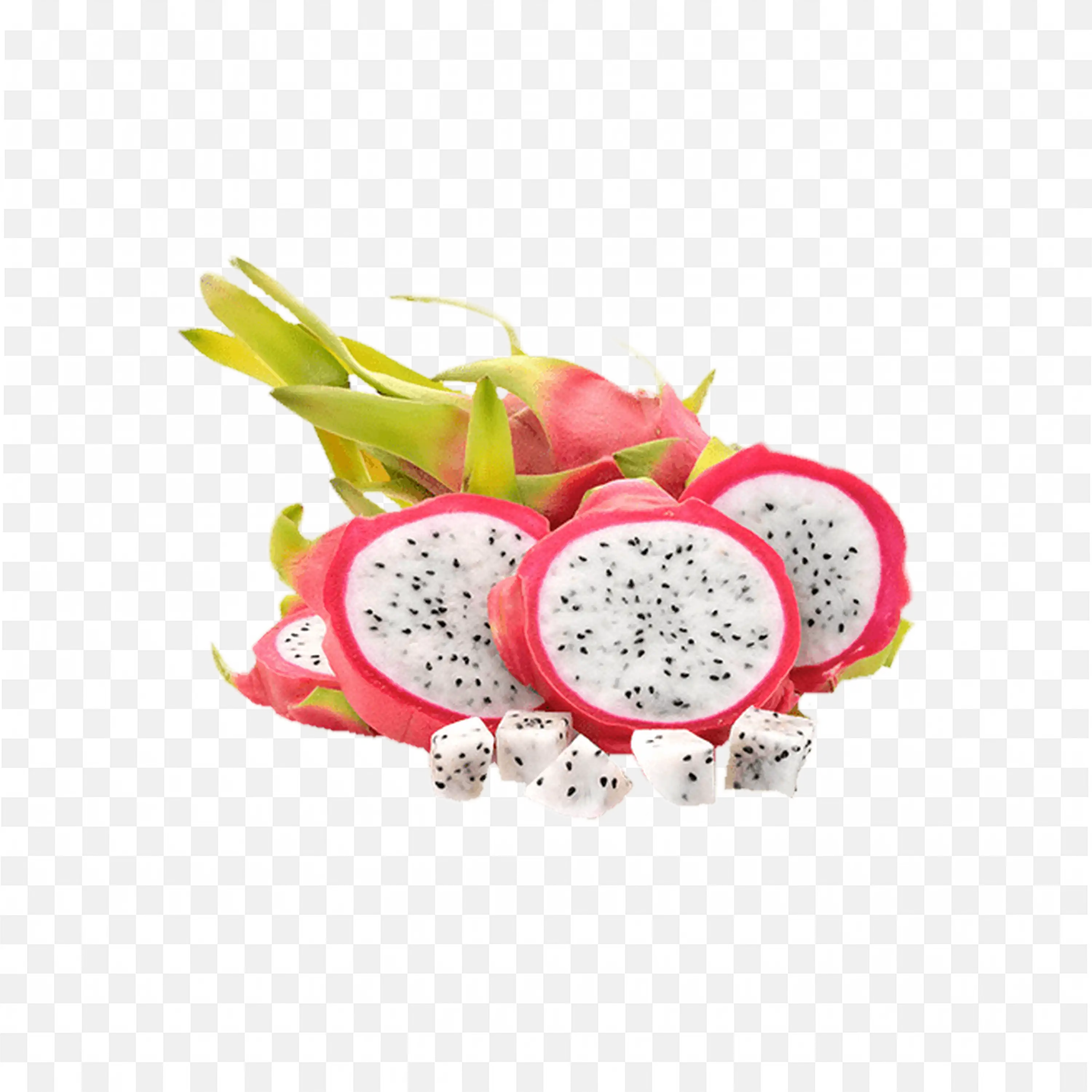 Fresh Dragon Fruit in Whole and Sliced to Show Their Flesh