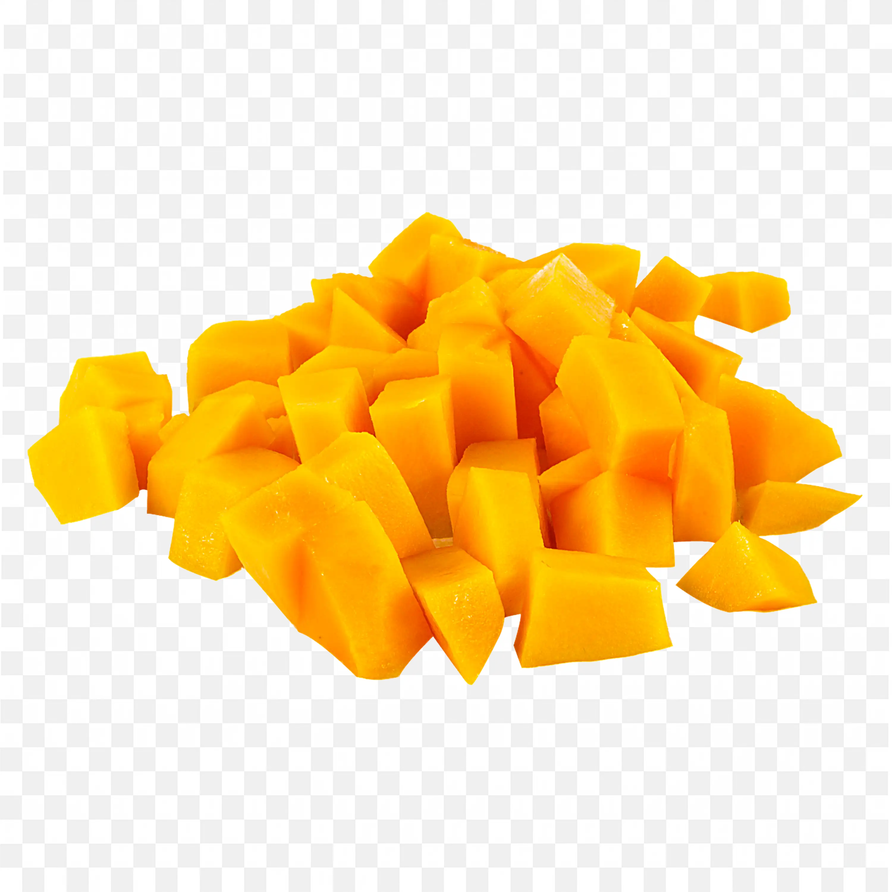 Fresh Juicy Mango Is Cut Into Cubed Pieces to Eat Png Free