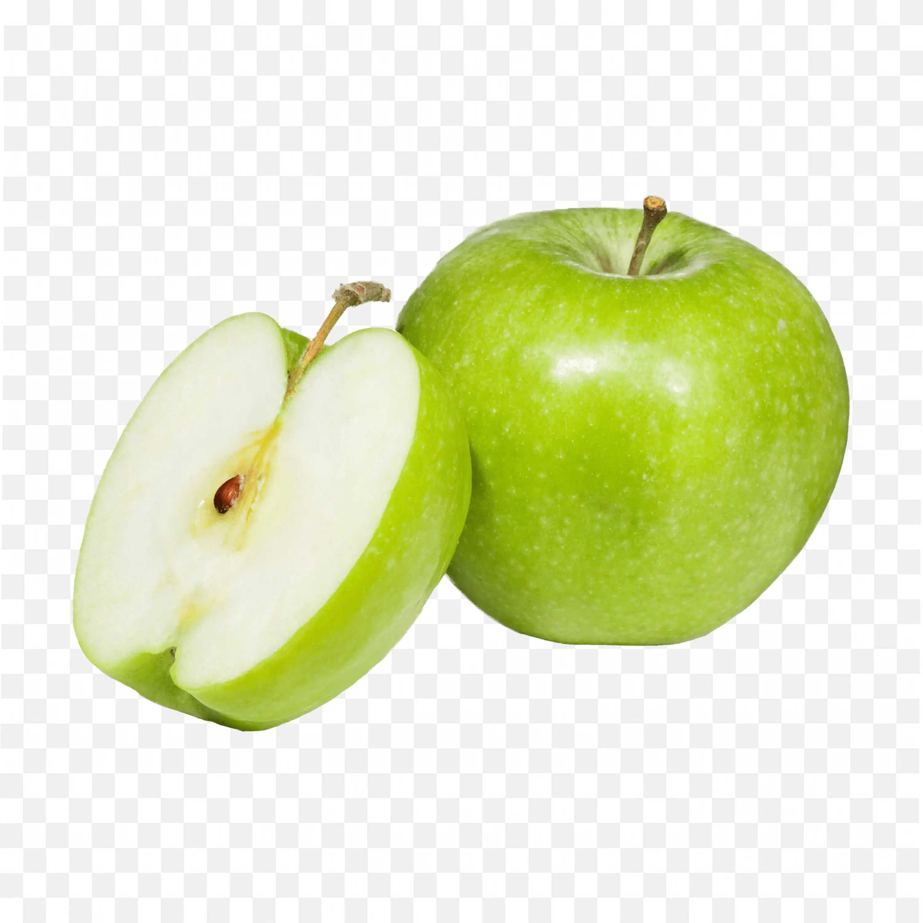 Green Apple Is Cut Into Half Showing Fresh White Flesh Png