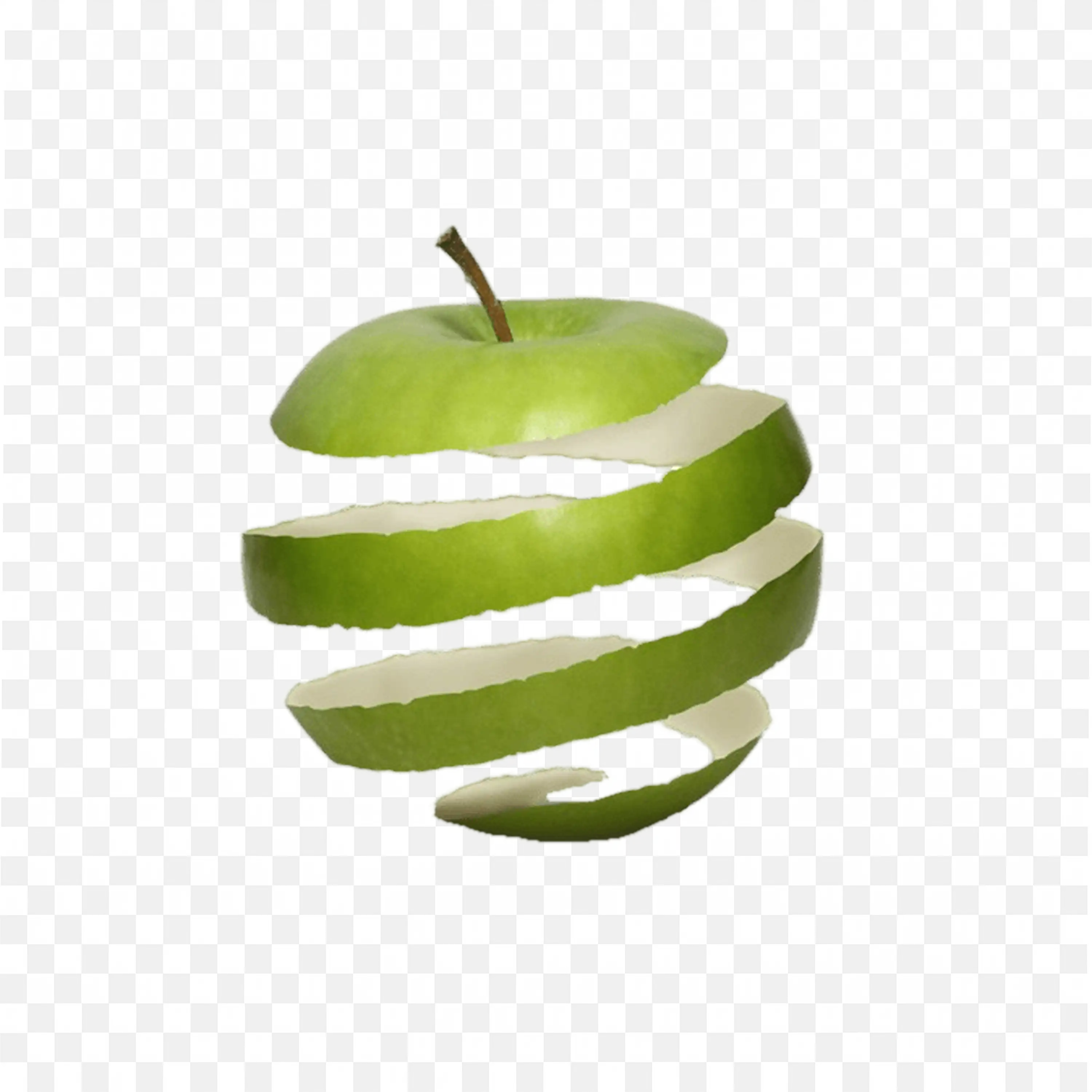 Green Apple Peel Removed Perfectly in Spiral Free Png Image