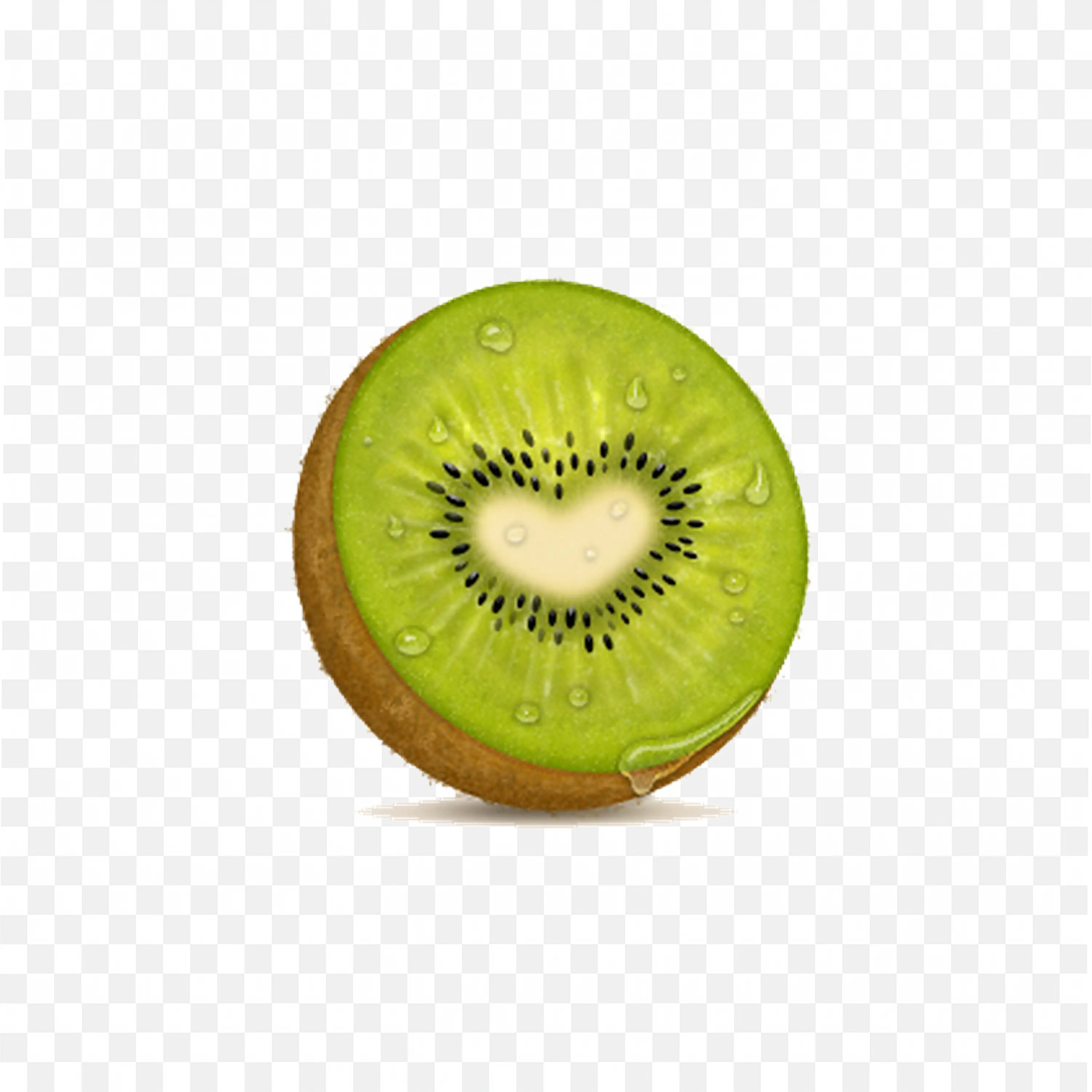Kiwi Fruit Is Cut and Showing a Tiny Green Heart Design Png