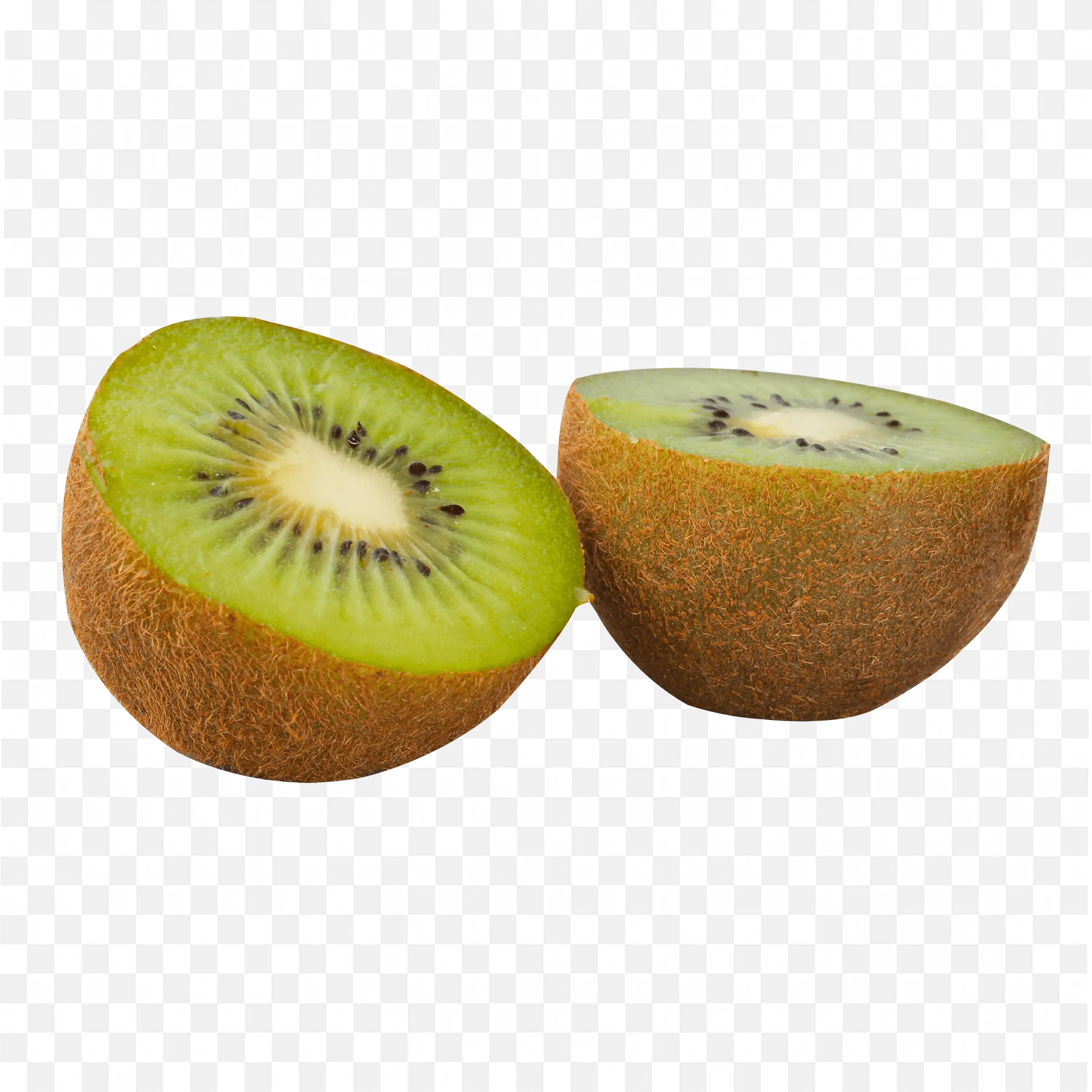 Kiwi Fruit in Half Showing Its Bright Green Flesh and Seeds