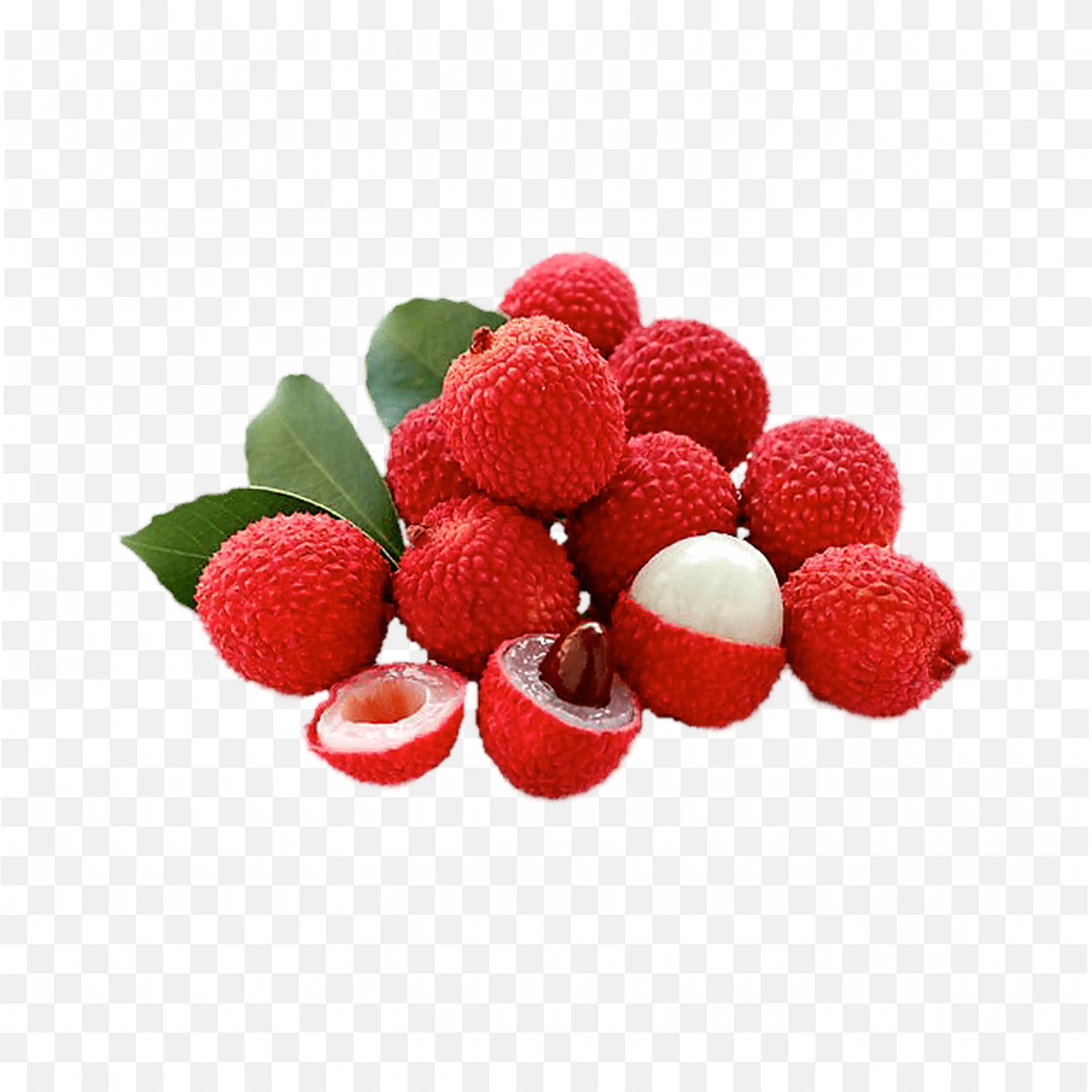Lychee Fruit Bunch with Pink Skin and Juicy Centre Png
