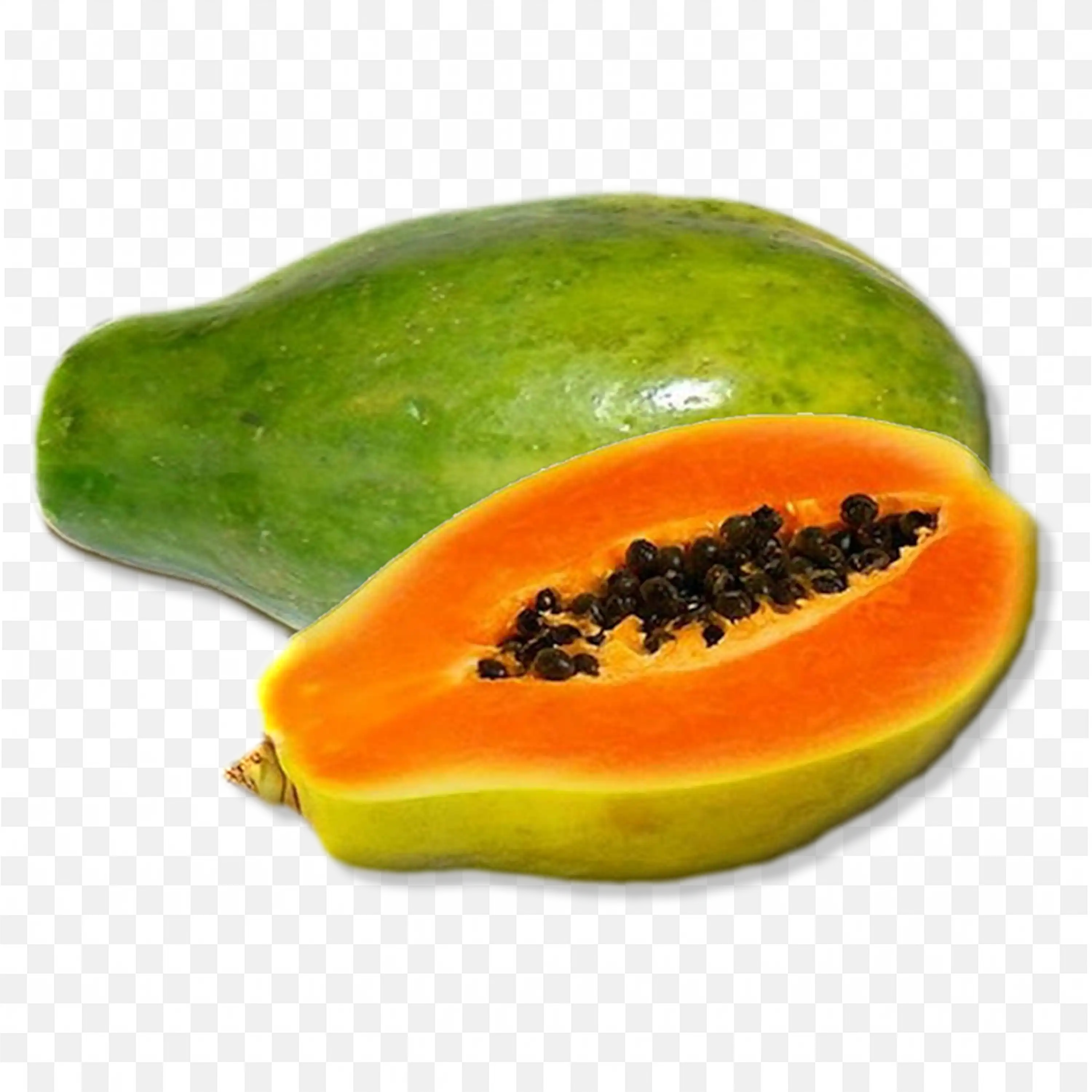 Papaya with Half Cut Showing Seeds and Tasty Yellow Skin