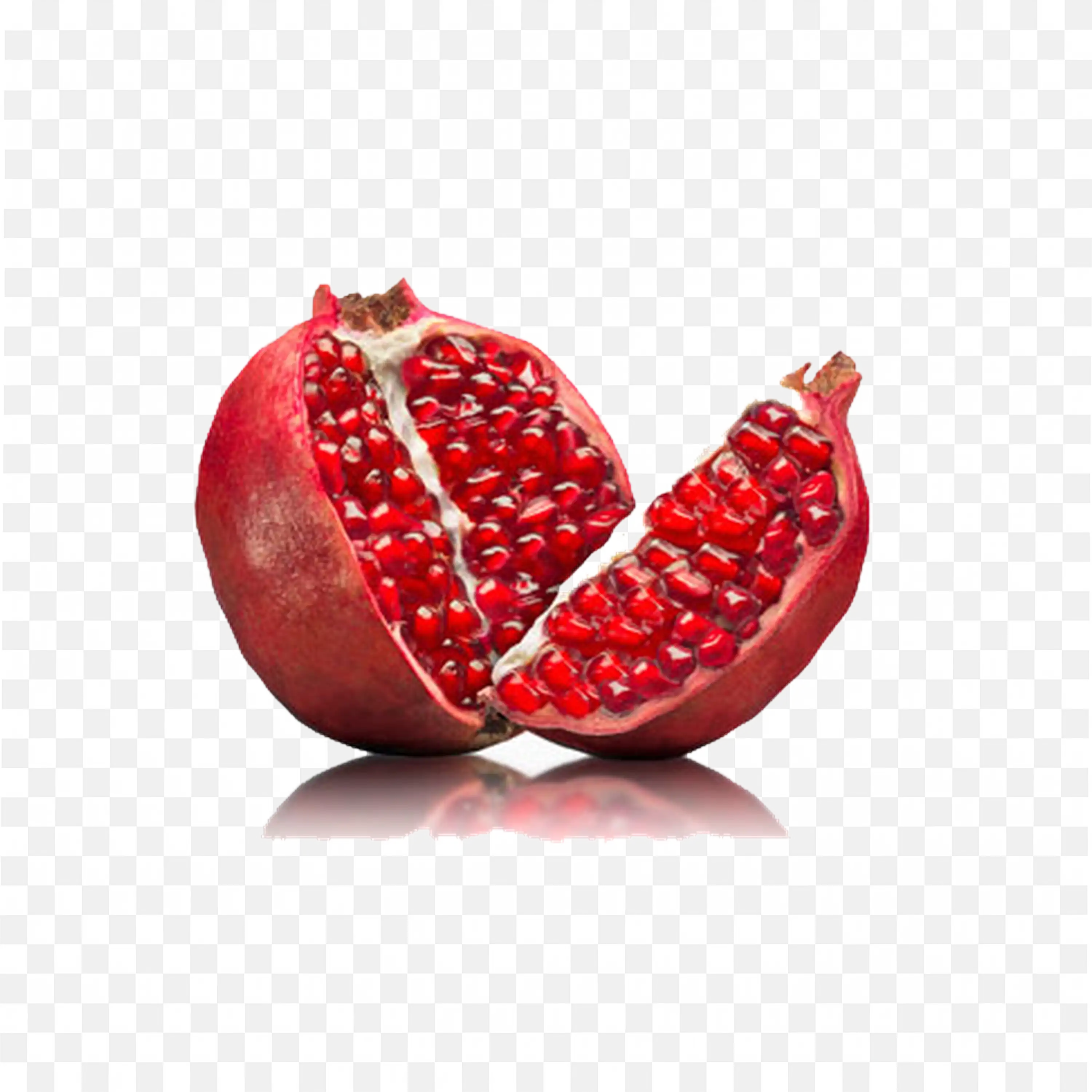 Pomegranate Is Open in Split and Showing Its Juicy Red Seeds