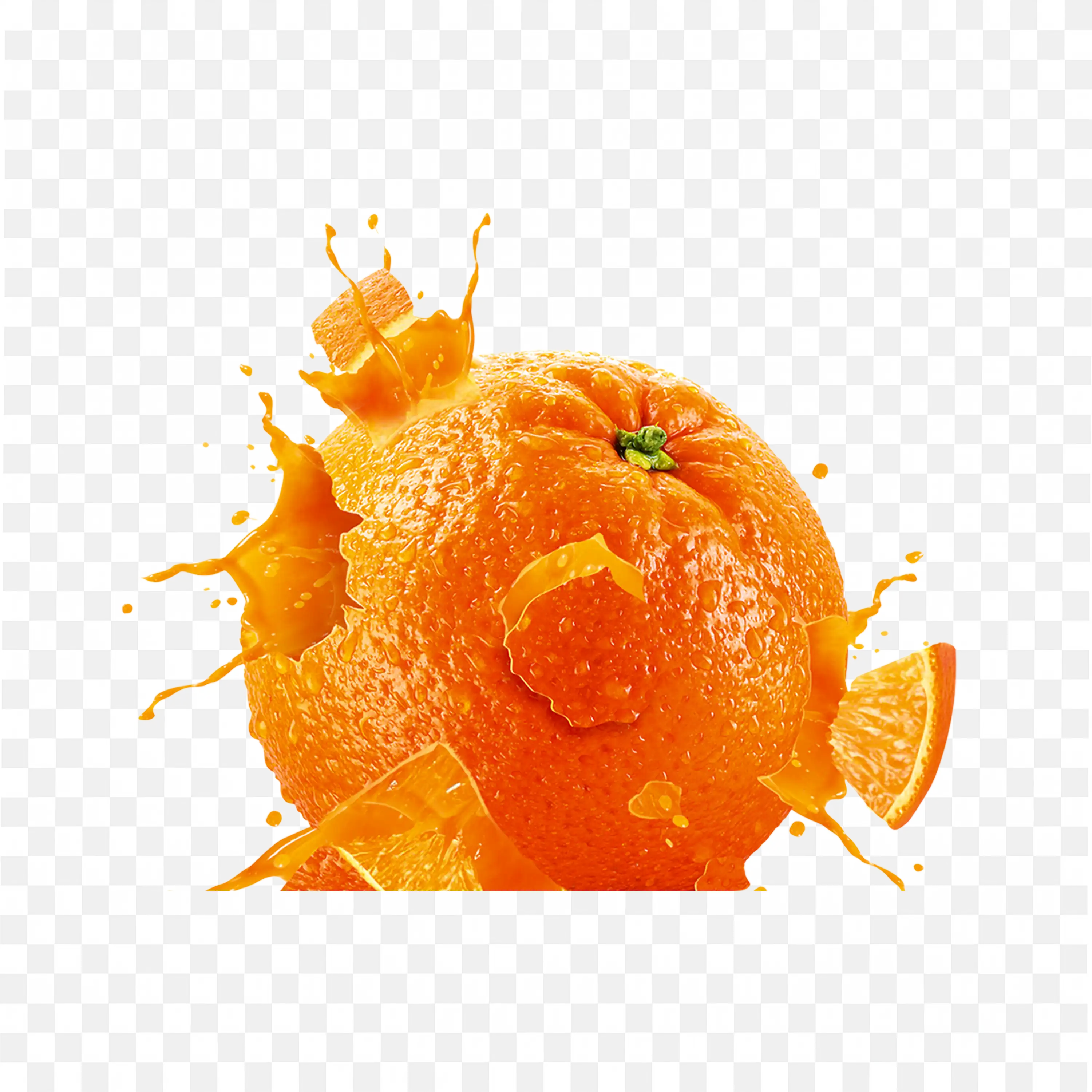 Splashing Juice Effect of a Whole Orange Graphic Png Free