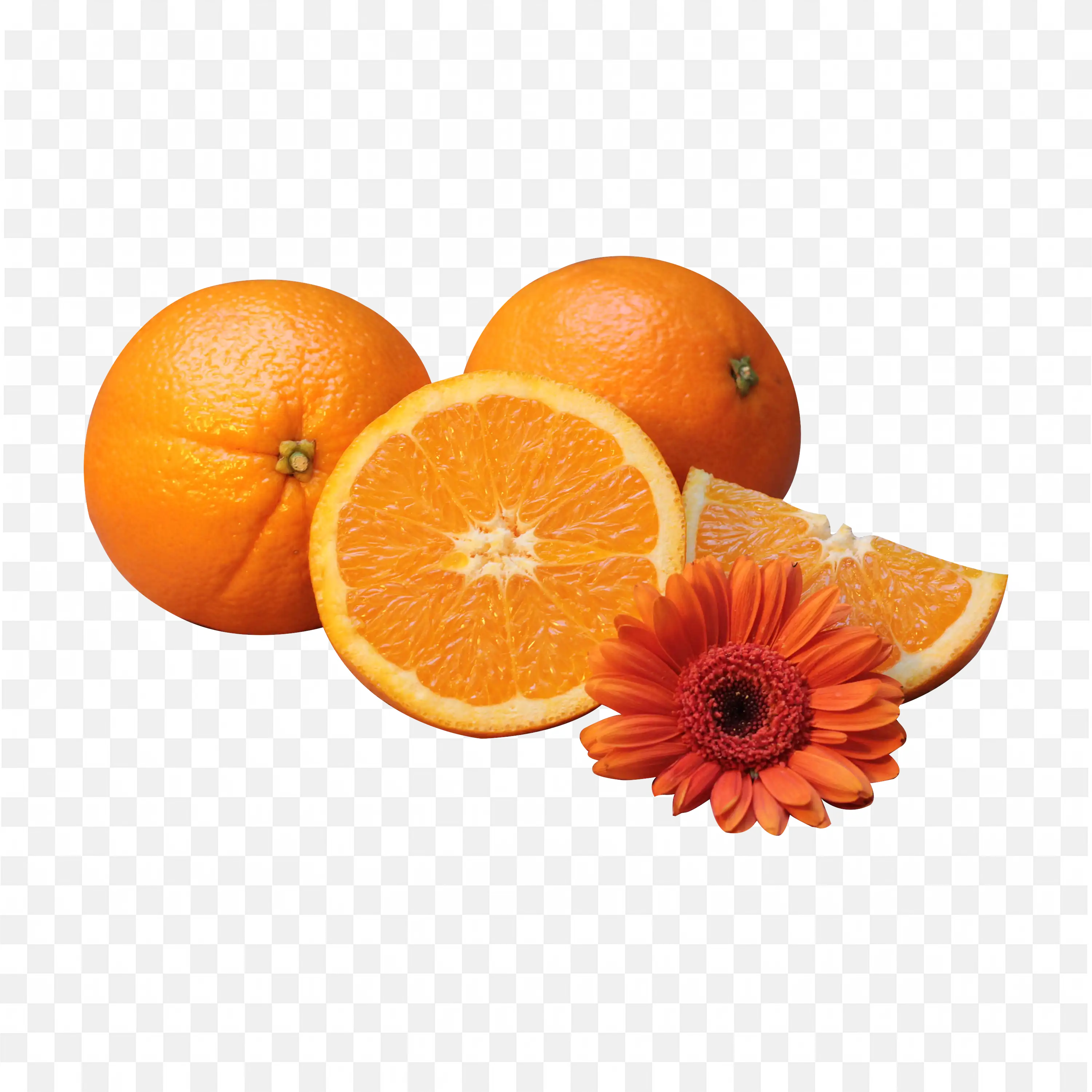 Sweet Full Oranges and Sliced with a Flower Png Download