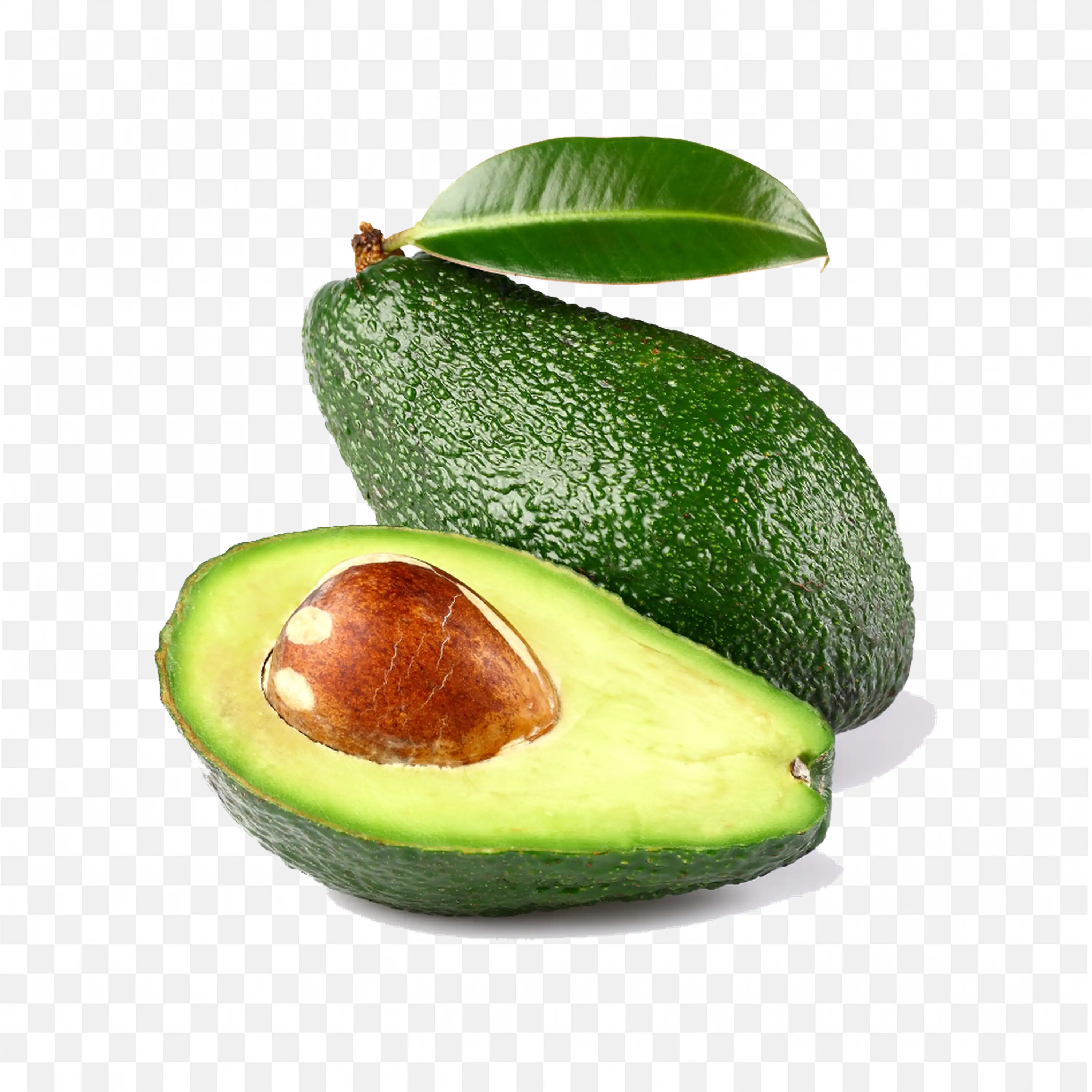 Whole and Half Avocado with Creamy Smooth Green Flesh Png