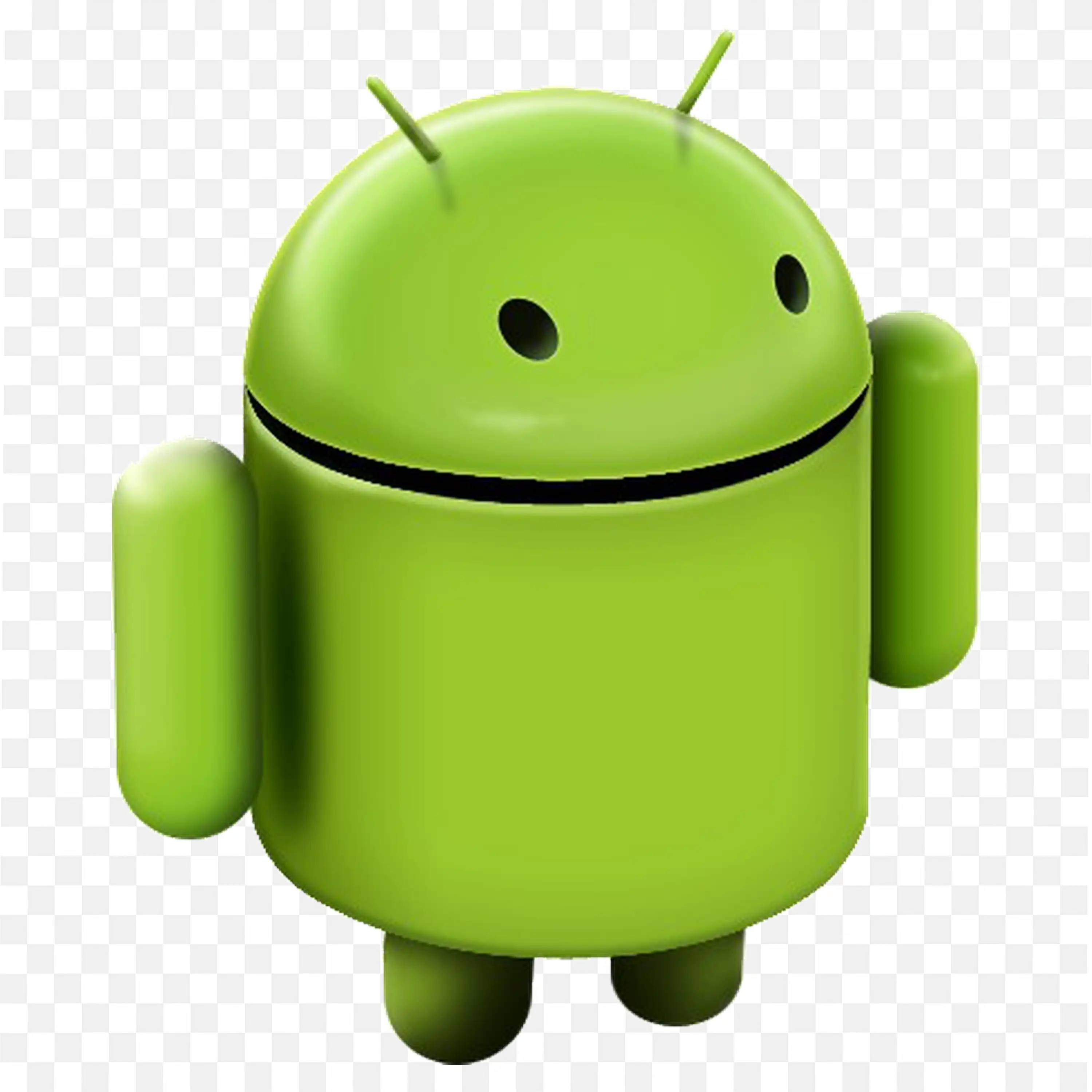 3D green Android robot Character with shiny look Logo PNG