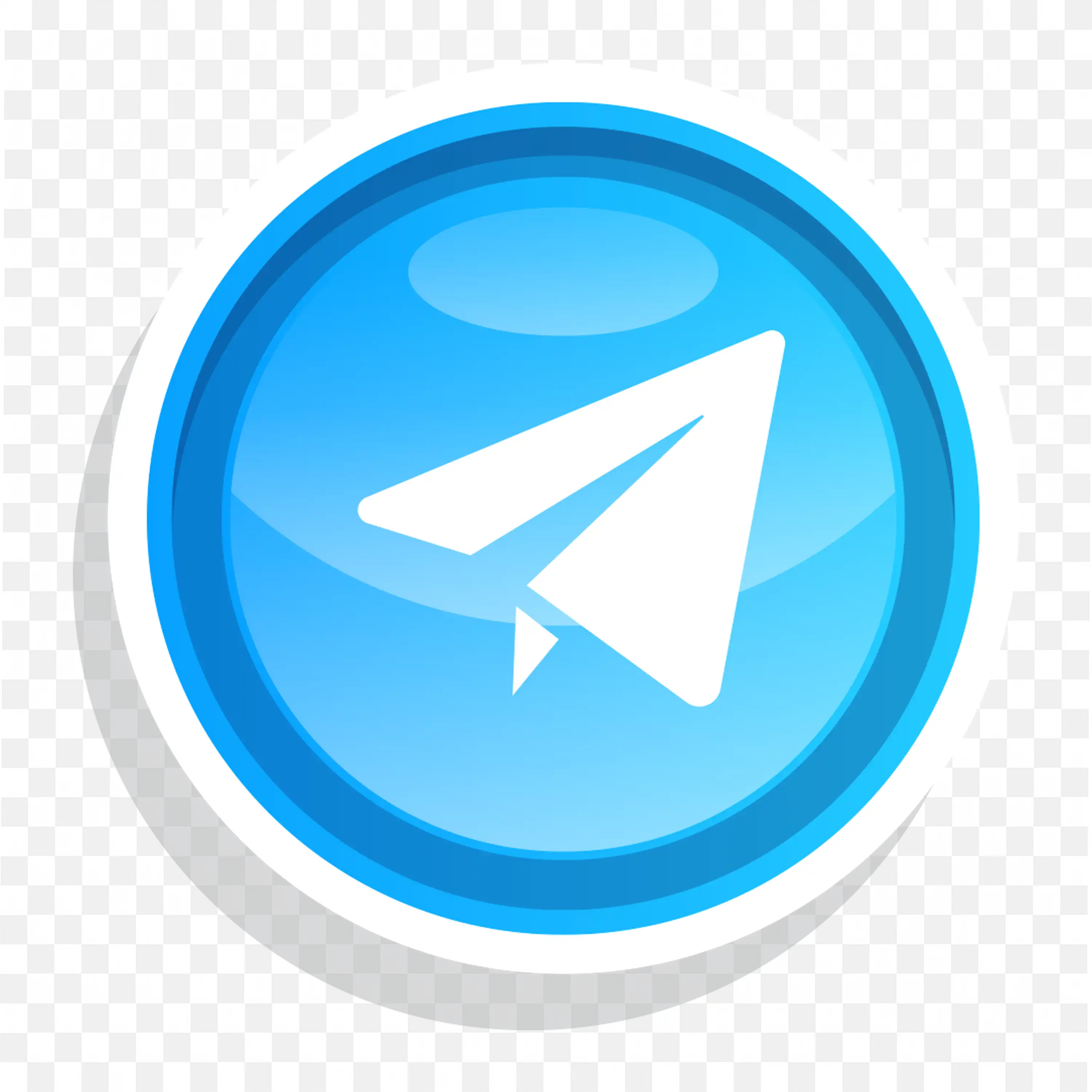 3D Telegram Icon in Blue Circular Button Format PNG free