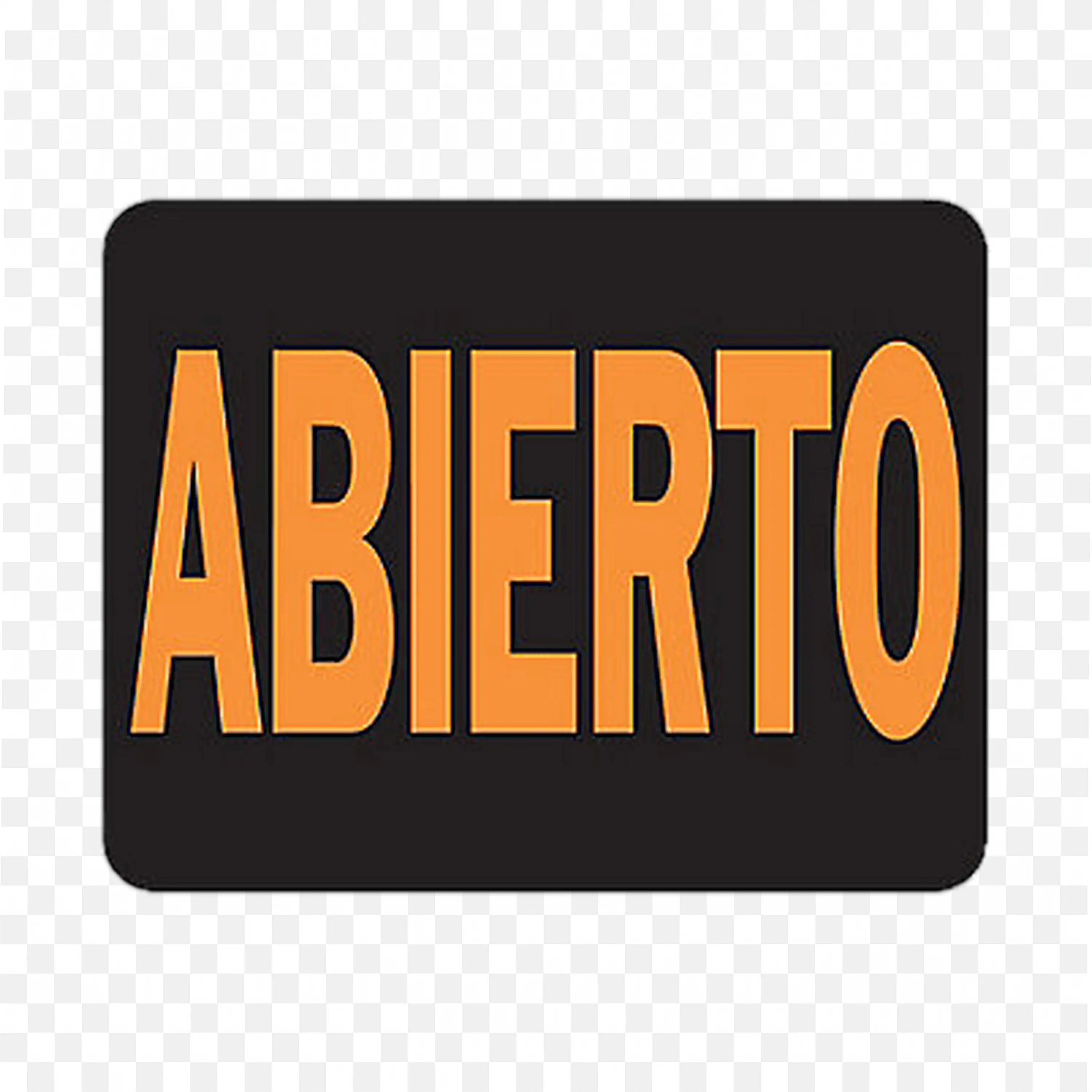 Abierto Sign in Orange Text on Black Background PNG Logo