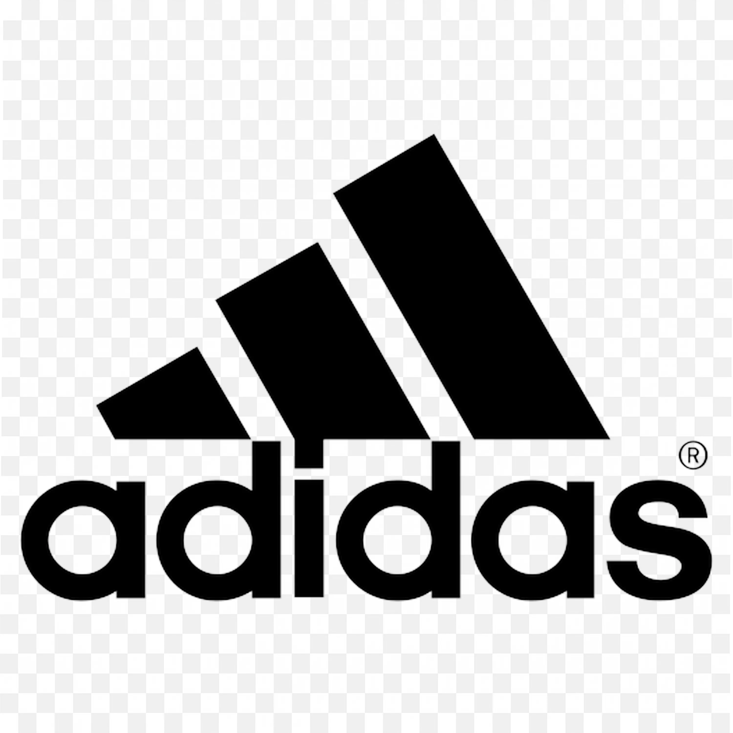 Adidas black three stripes logo with bold text below PNG