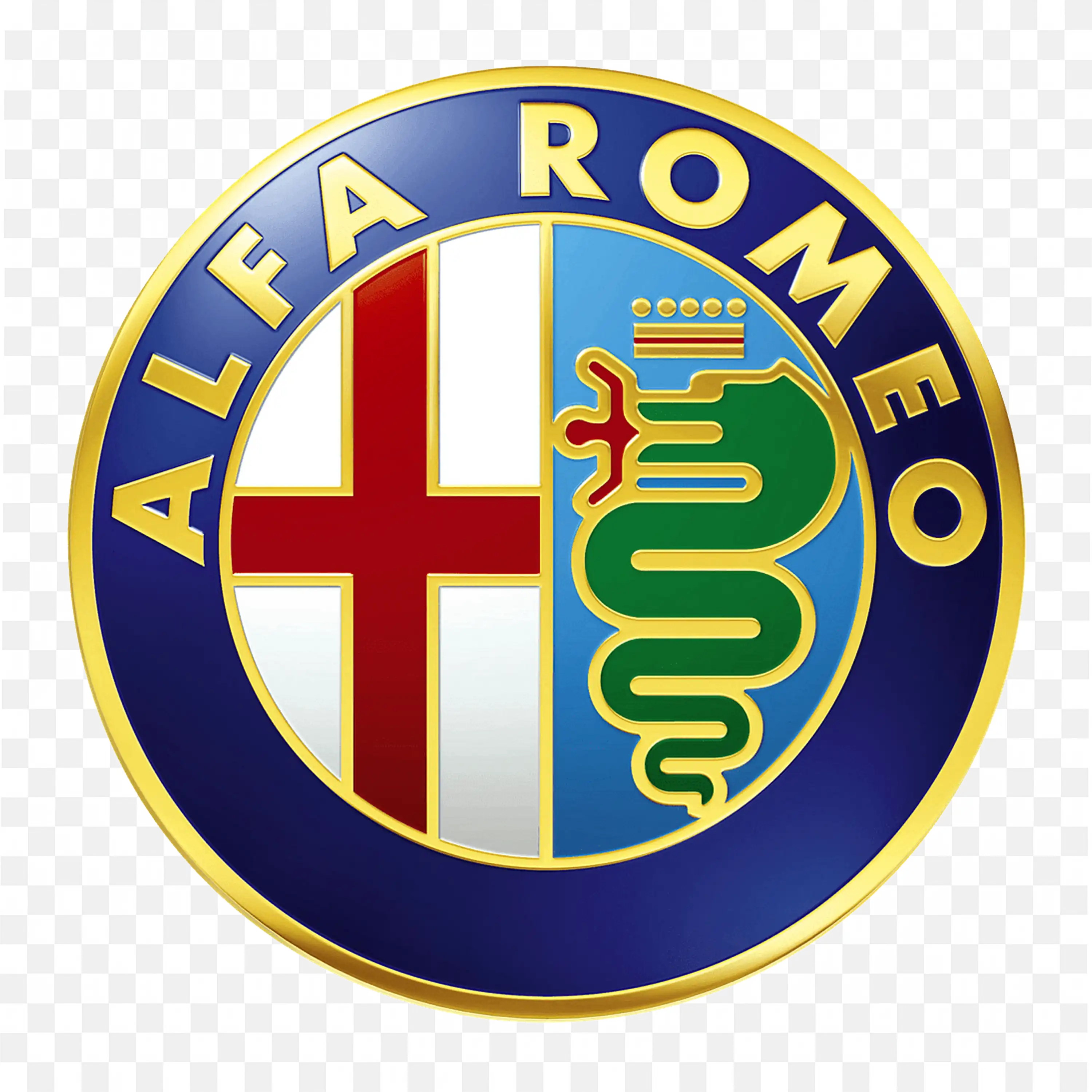 Alfa Romeo Car Logo with Cross and Snake joint symbol PNG
