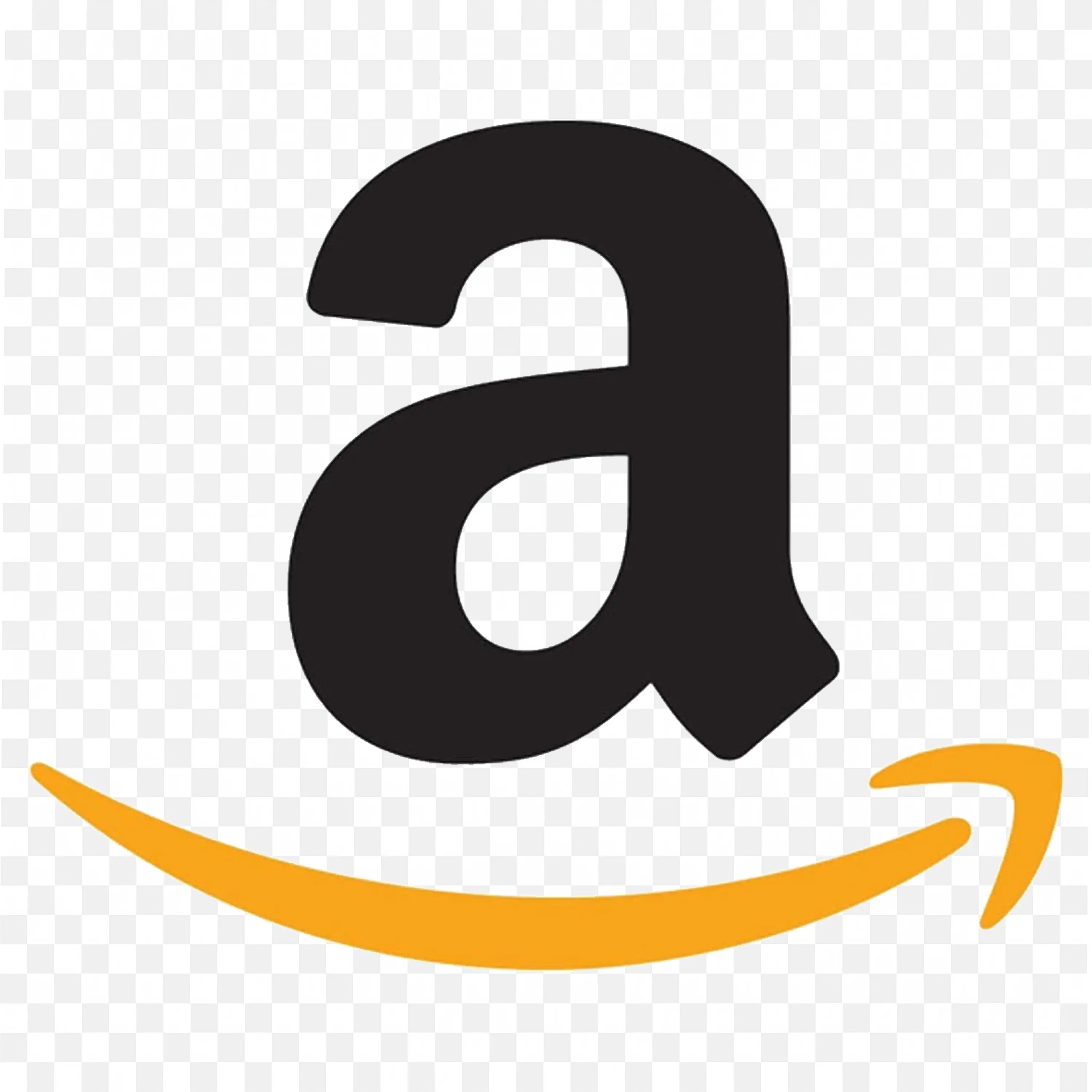Amazon black A with orange arrow smile simple design PNG