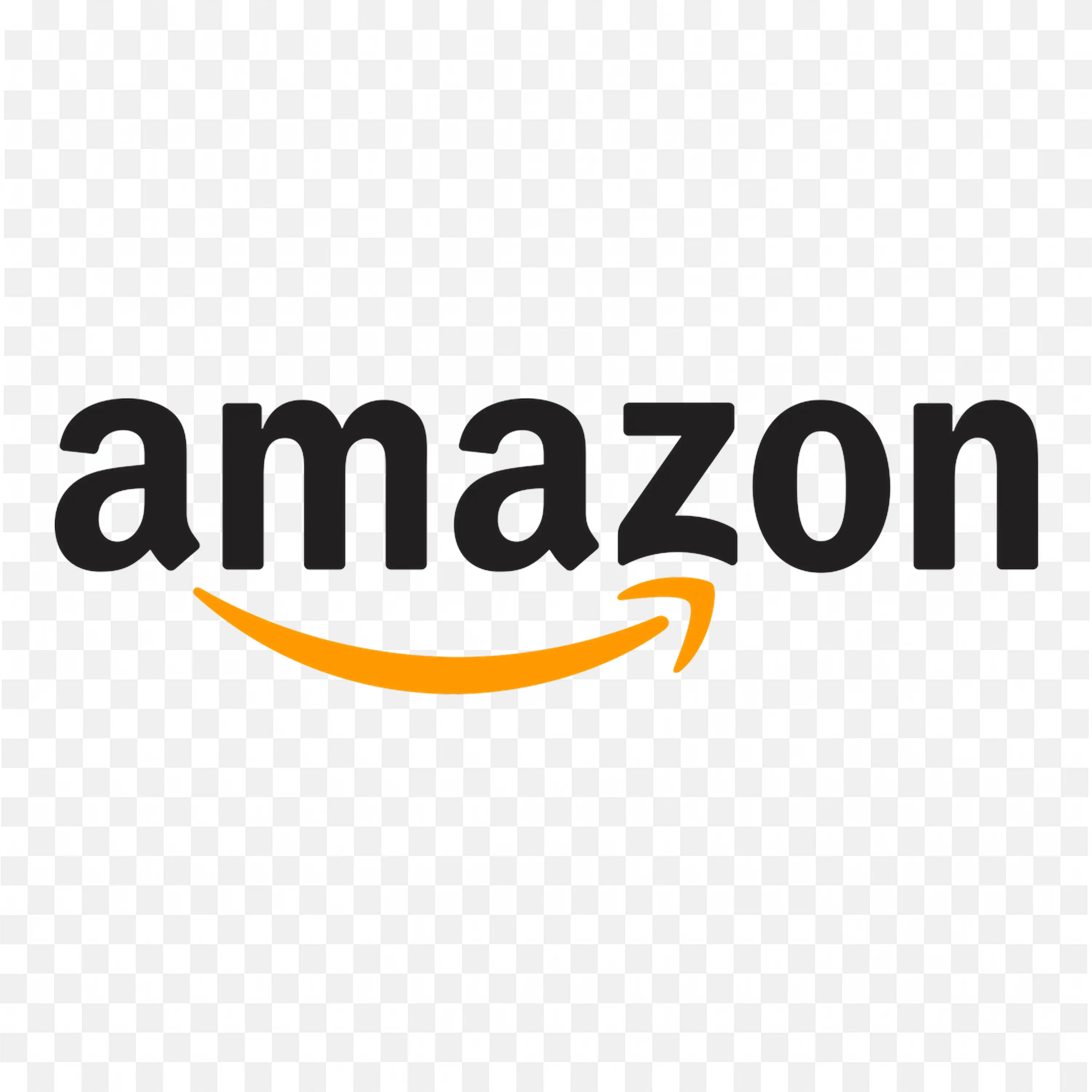 Amazon text logo with orange arrow and Black Text PNG