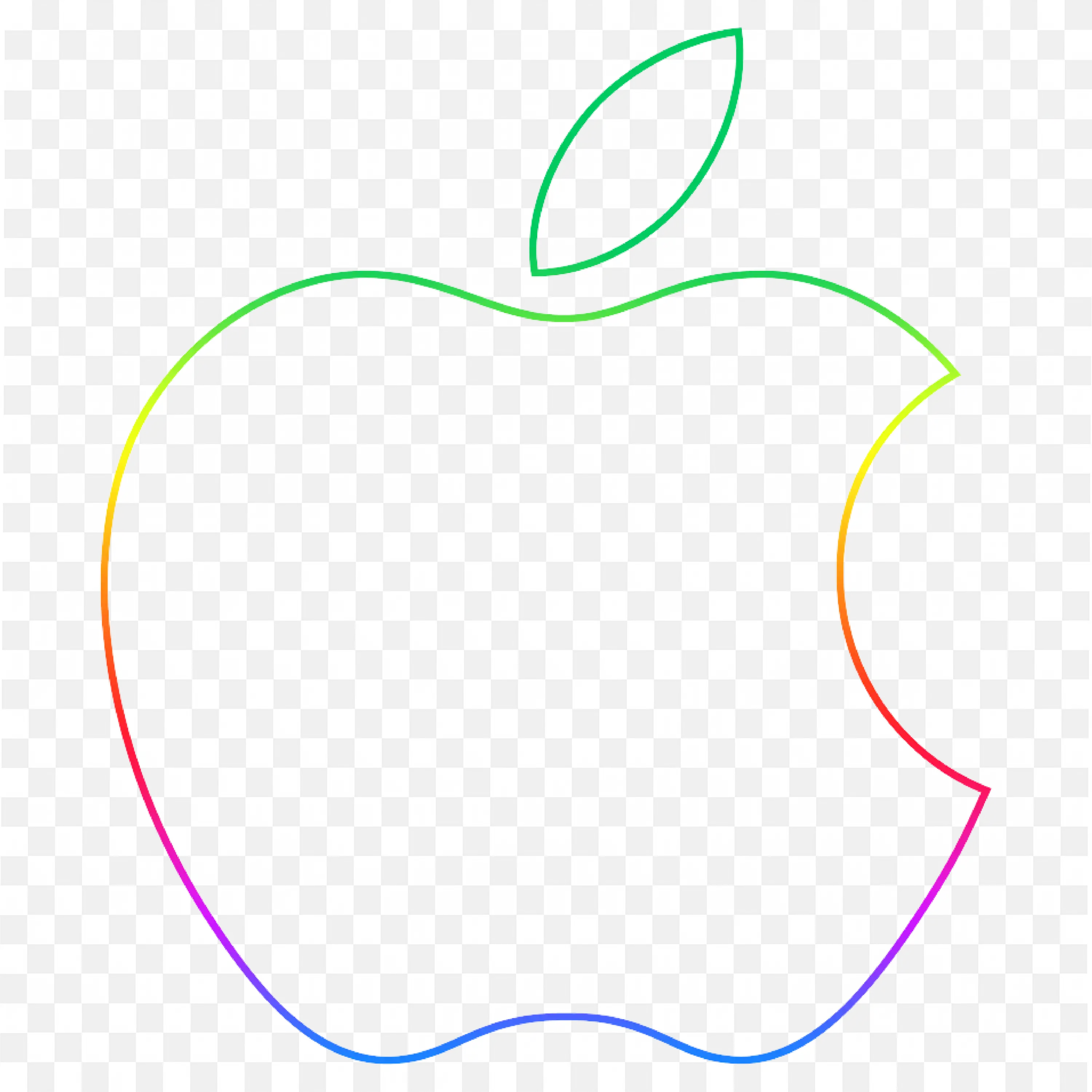 Apple logo outline with thin rainbow colours free PNG