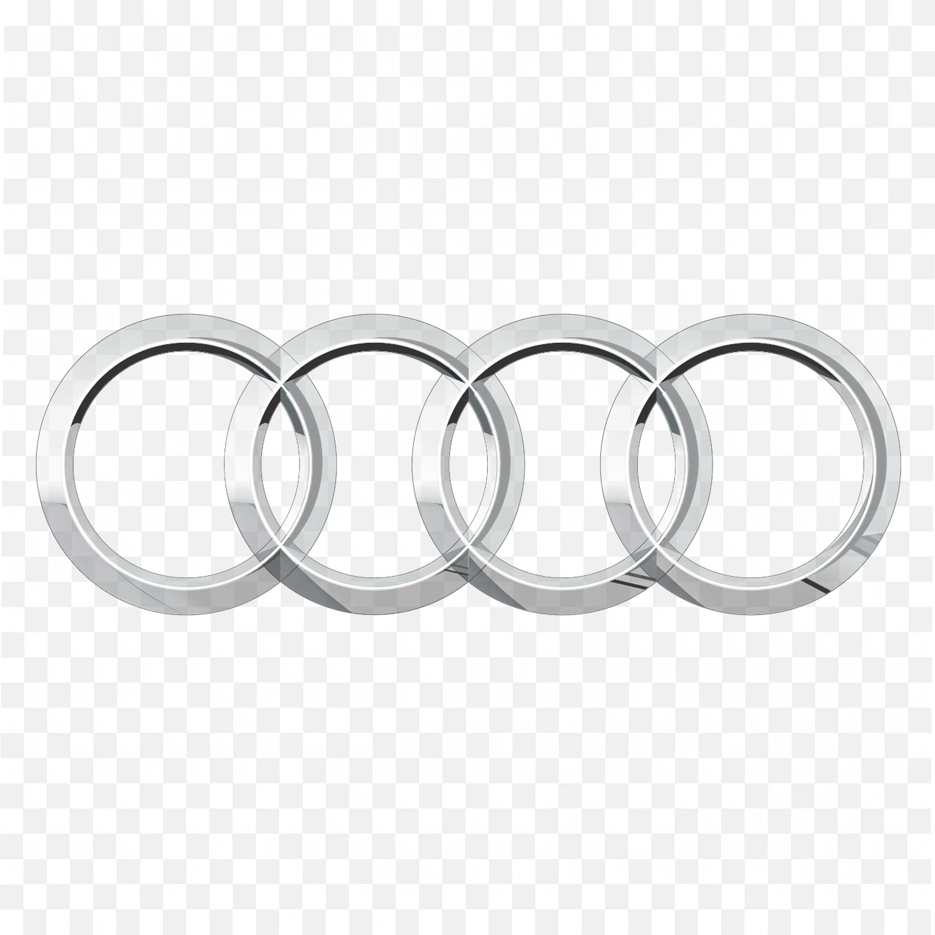 Audi silver Chrome Four Ring Symbol Logo PNG for free