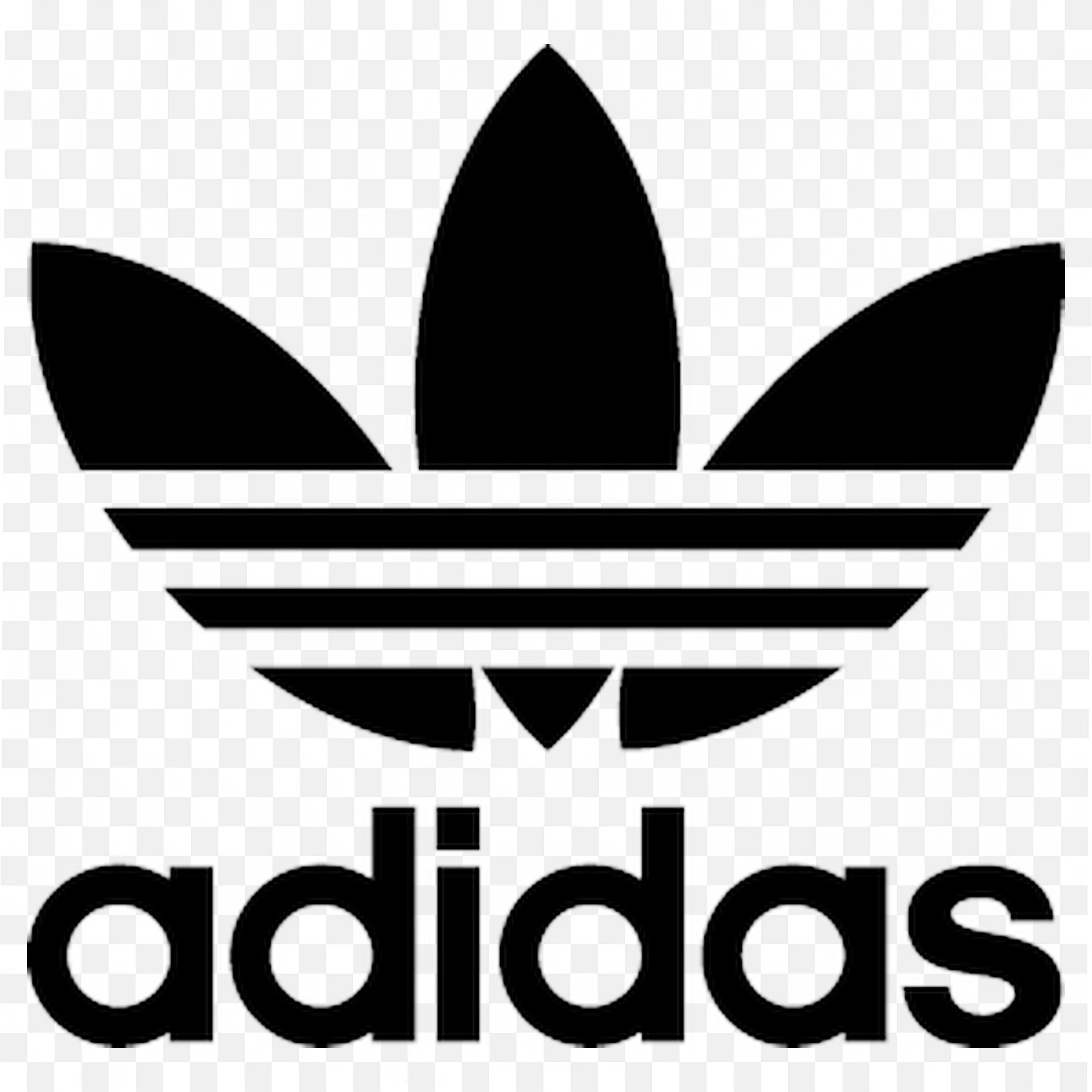 Black Adidas trefoil logo with clean and bold text style