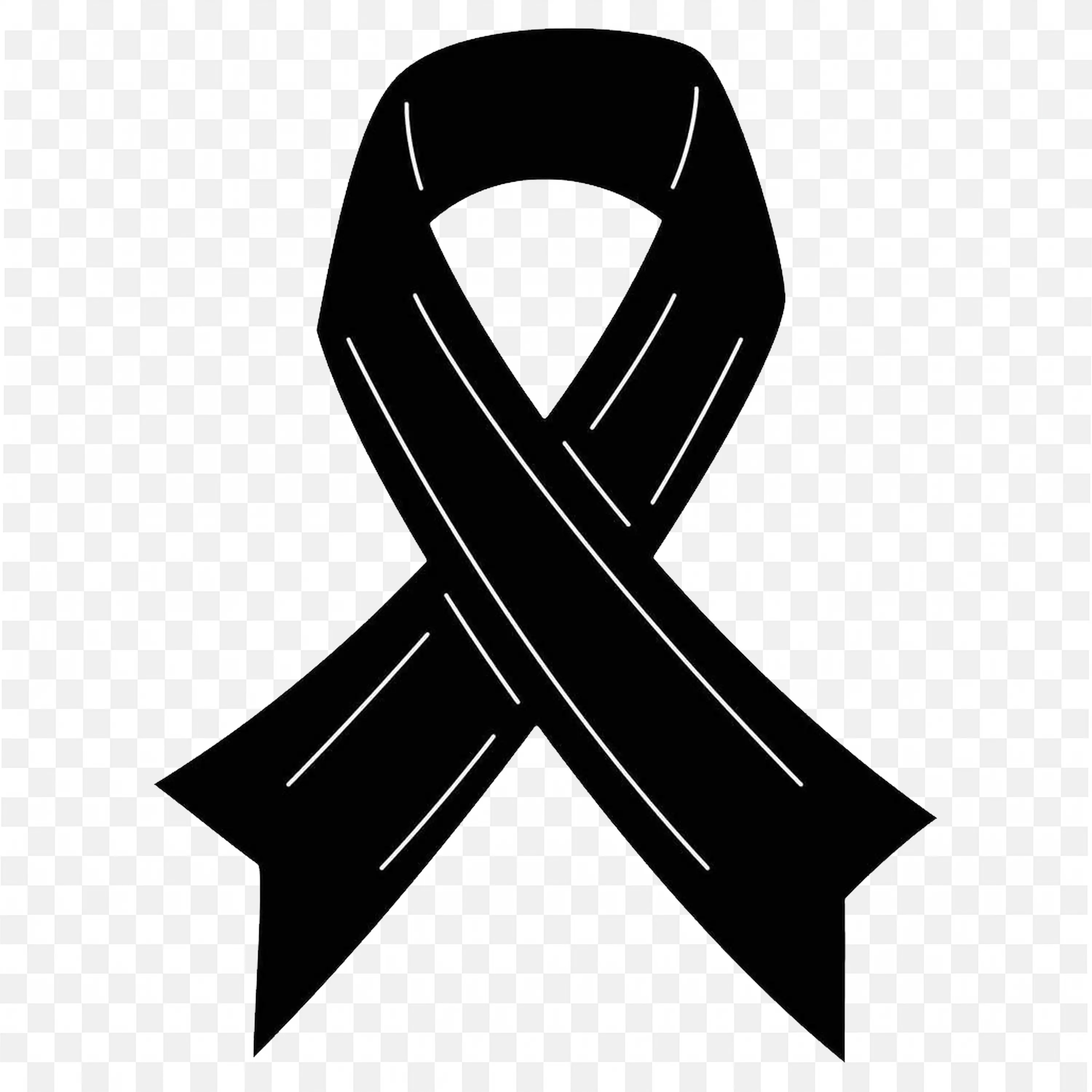 Black Colour awareness ribbon symbol PNG download free