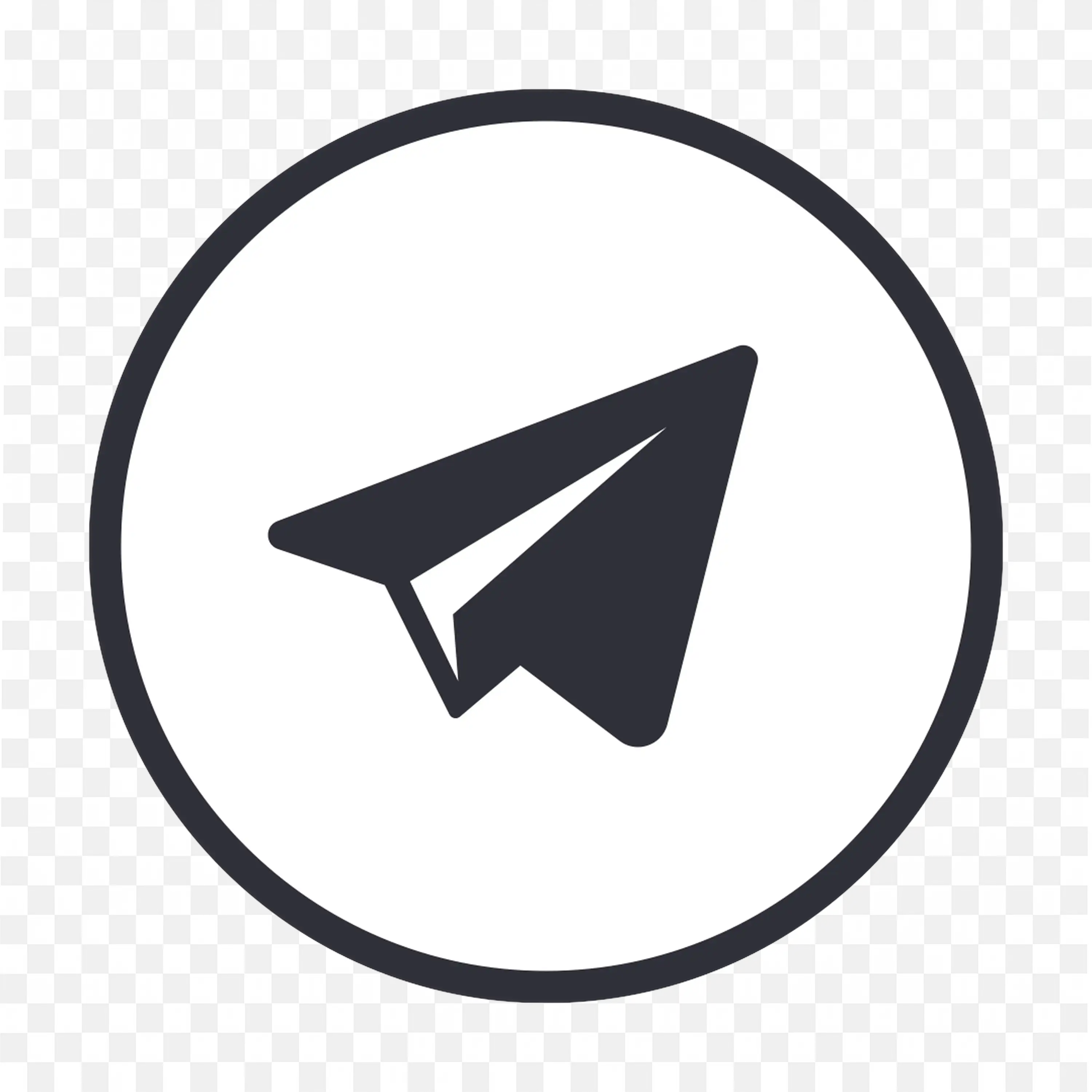Black Telegram logo in circle with white background PNG logo