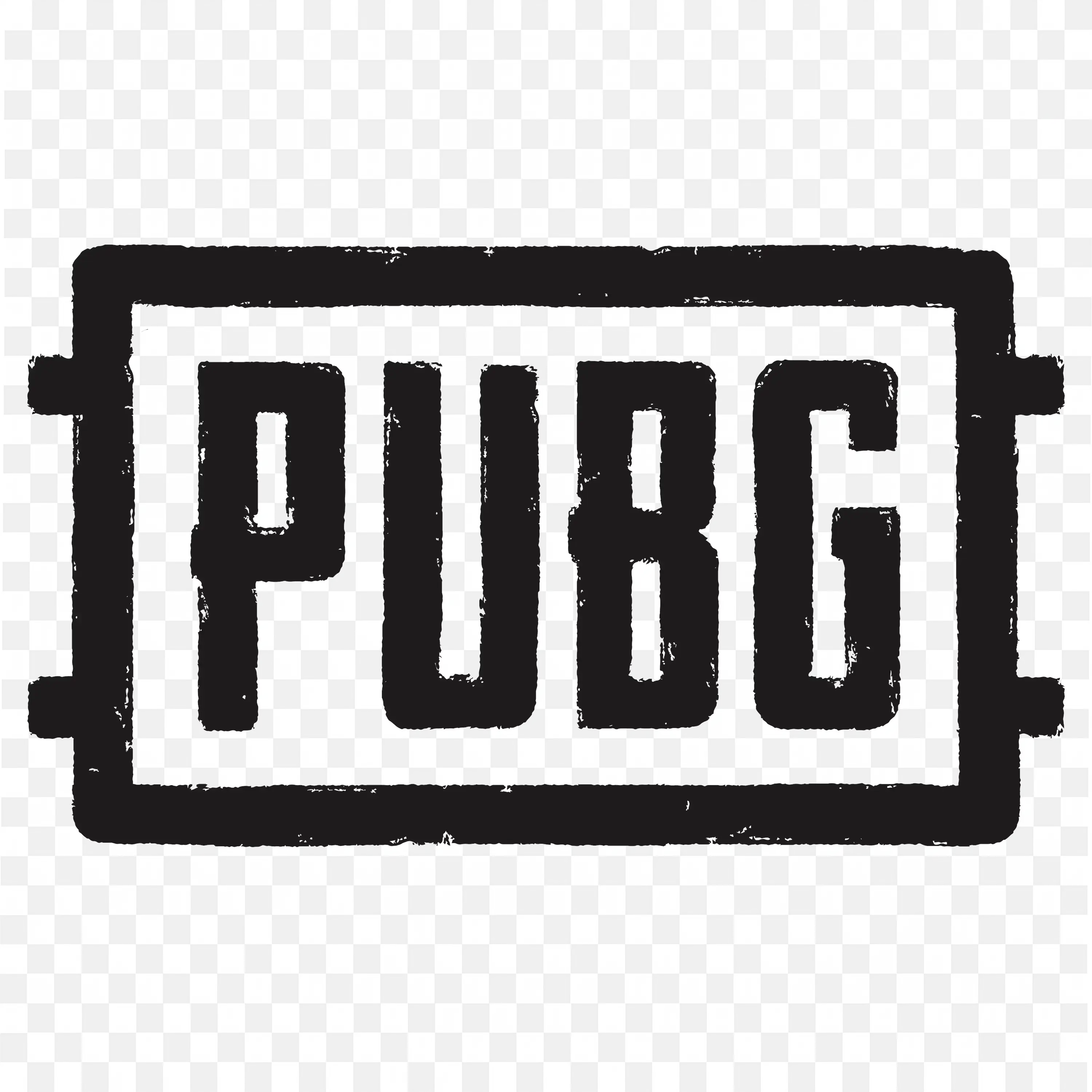 Black and White PUBG Logo with Boxed Font Style PNG free