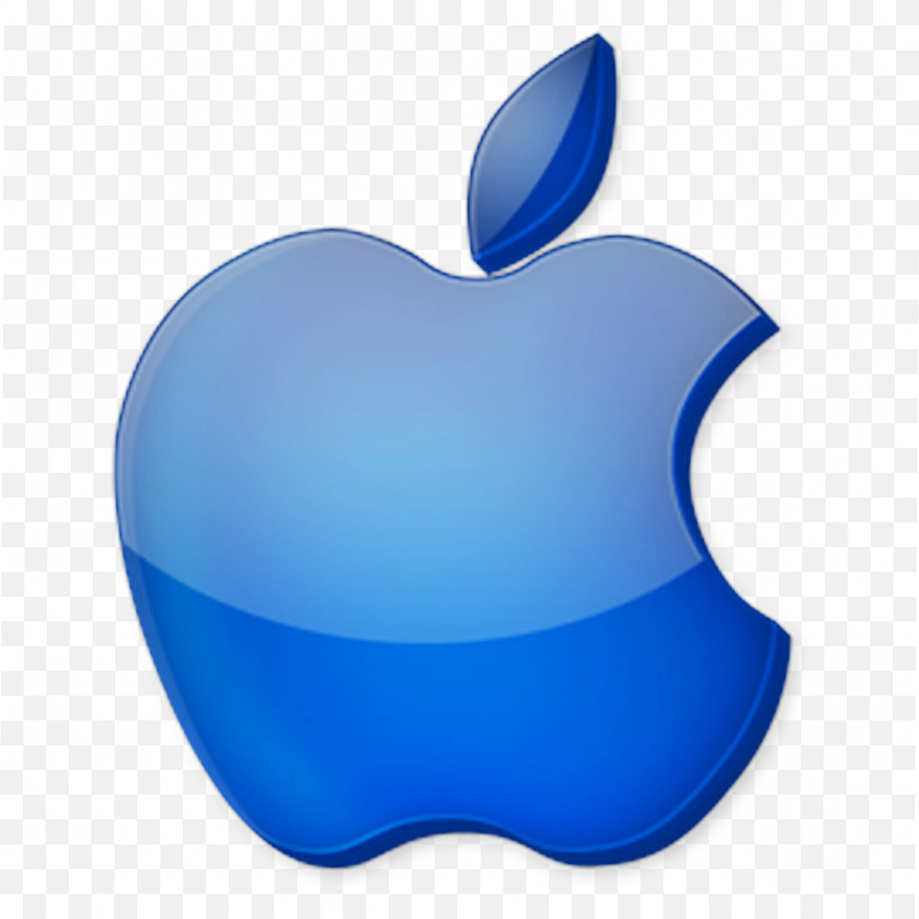 Blue Apple logo with radiant glow and curved shine PNG