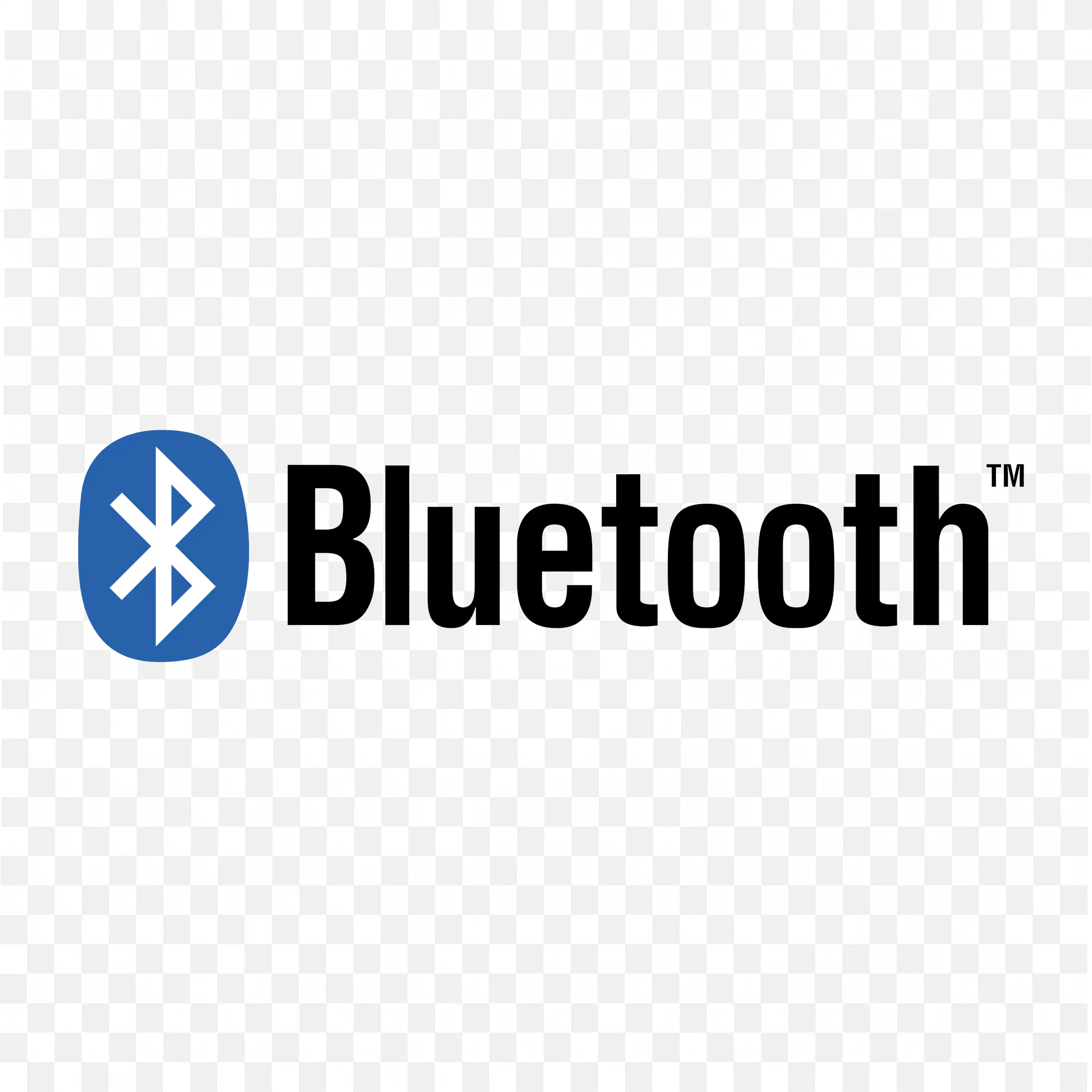 Bluetooth icon in Blue with Brand name in dark Black text PNG