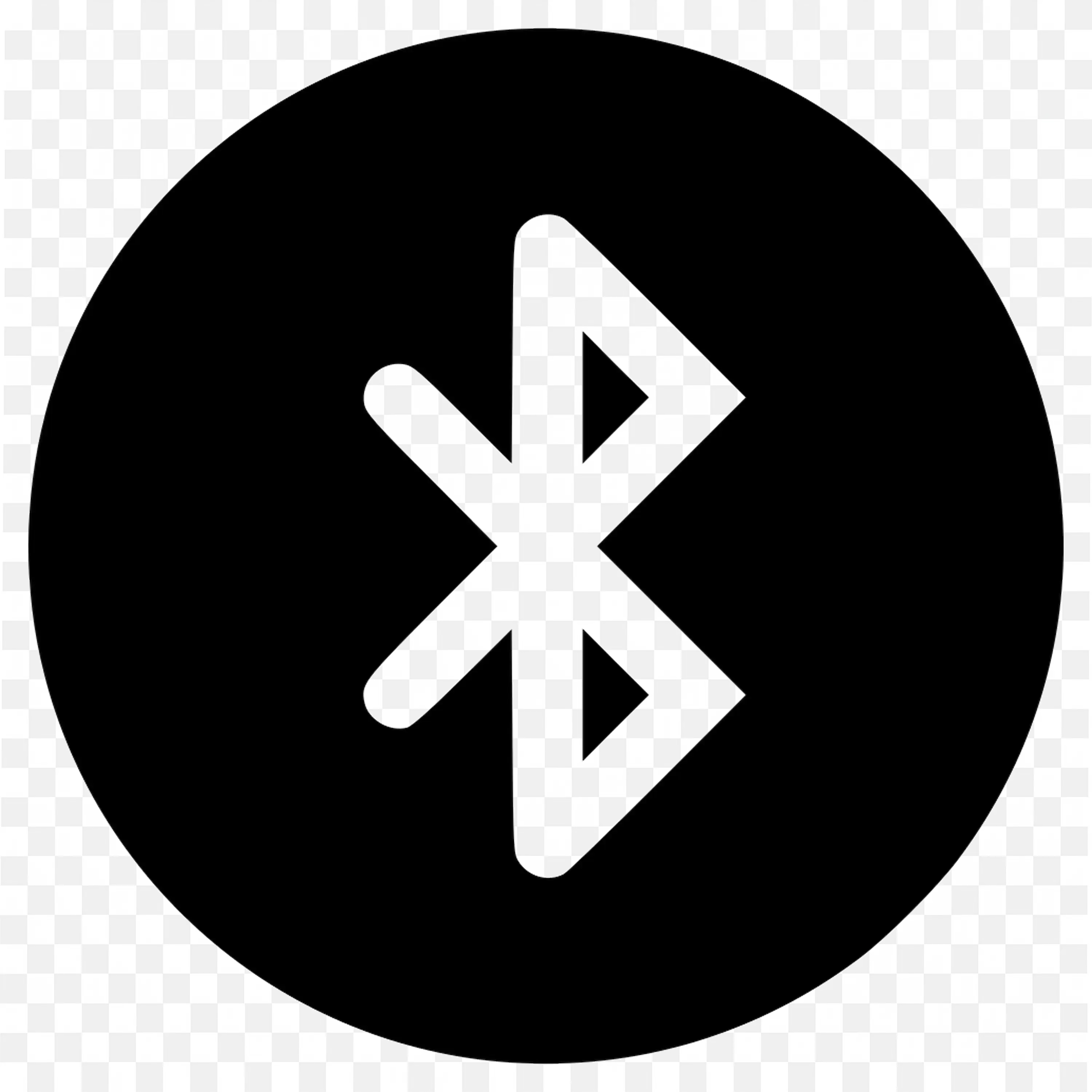 Bluetooth icon in white over solid black circular Logo
