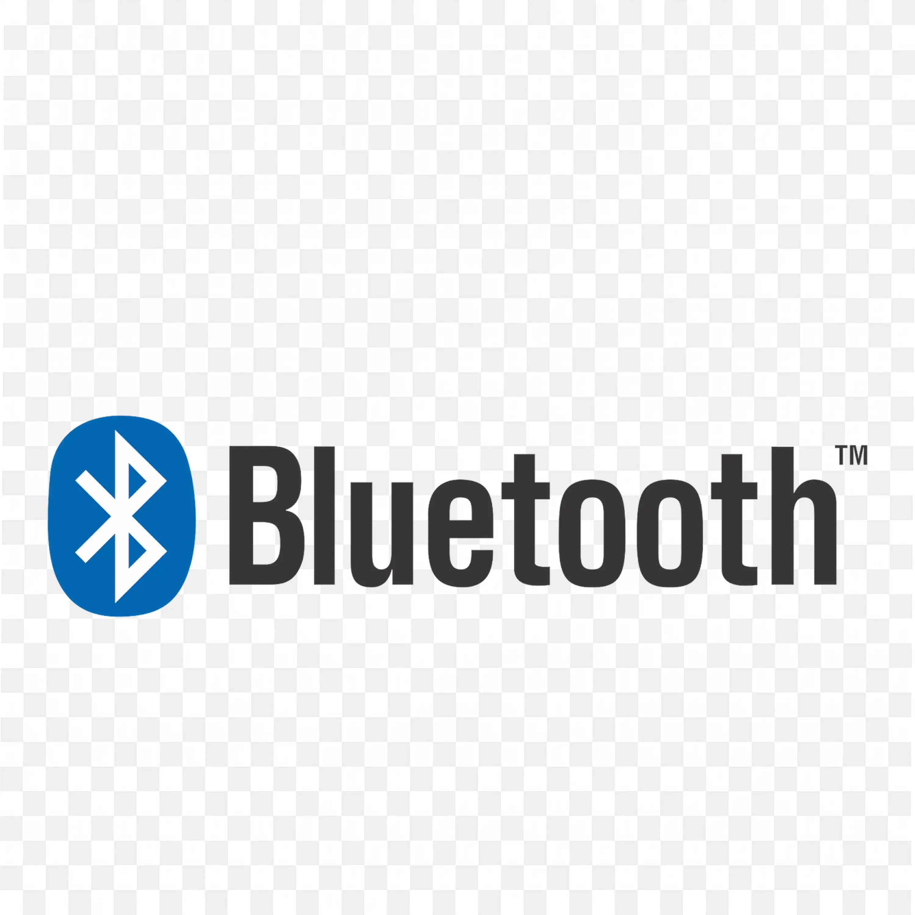 Bluetooth symbol with Brand Name in black Horizontal text