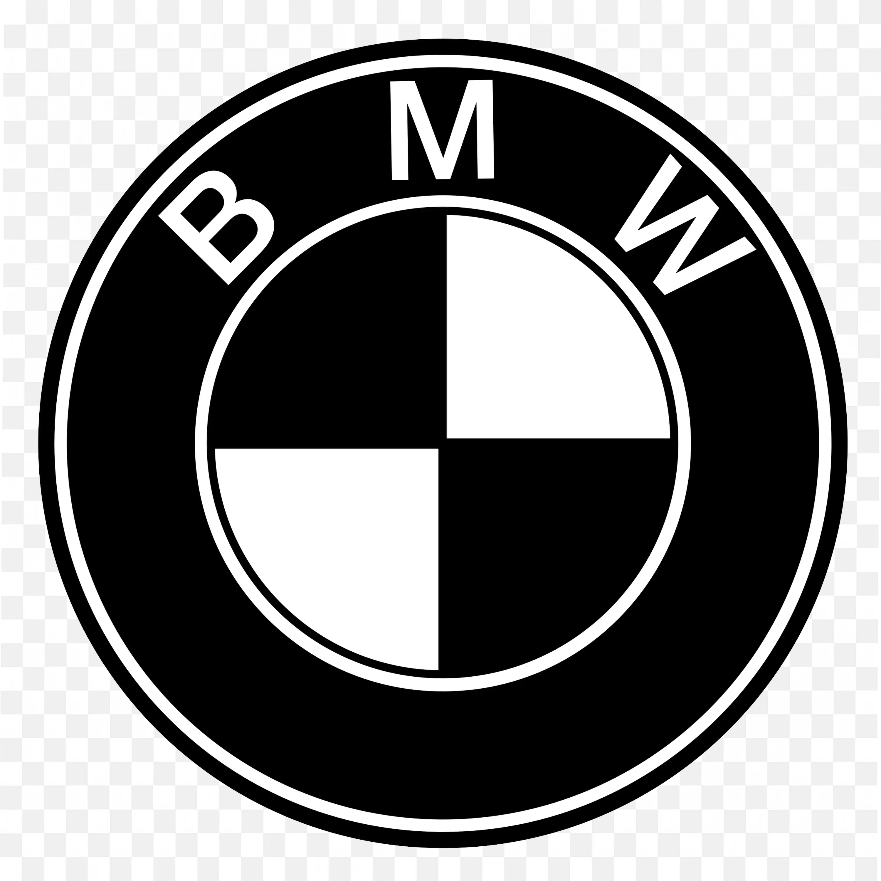 BMW logo in black and white circular design free PNG