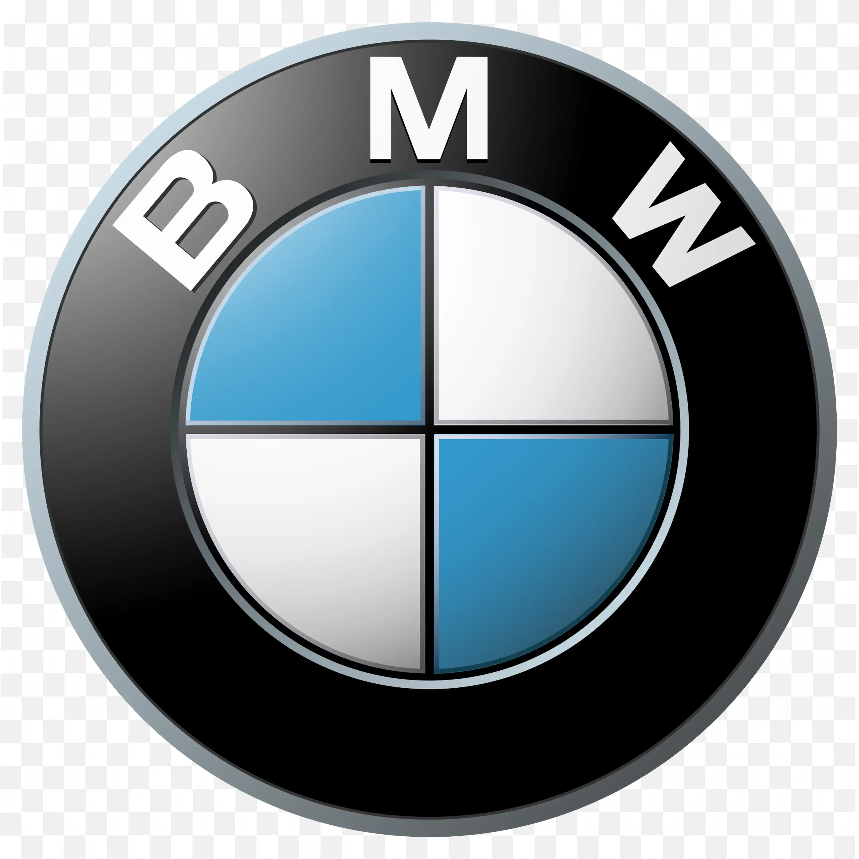 BMW logo in clean finish with silver and blue highlights
