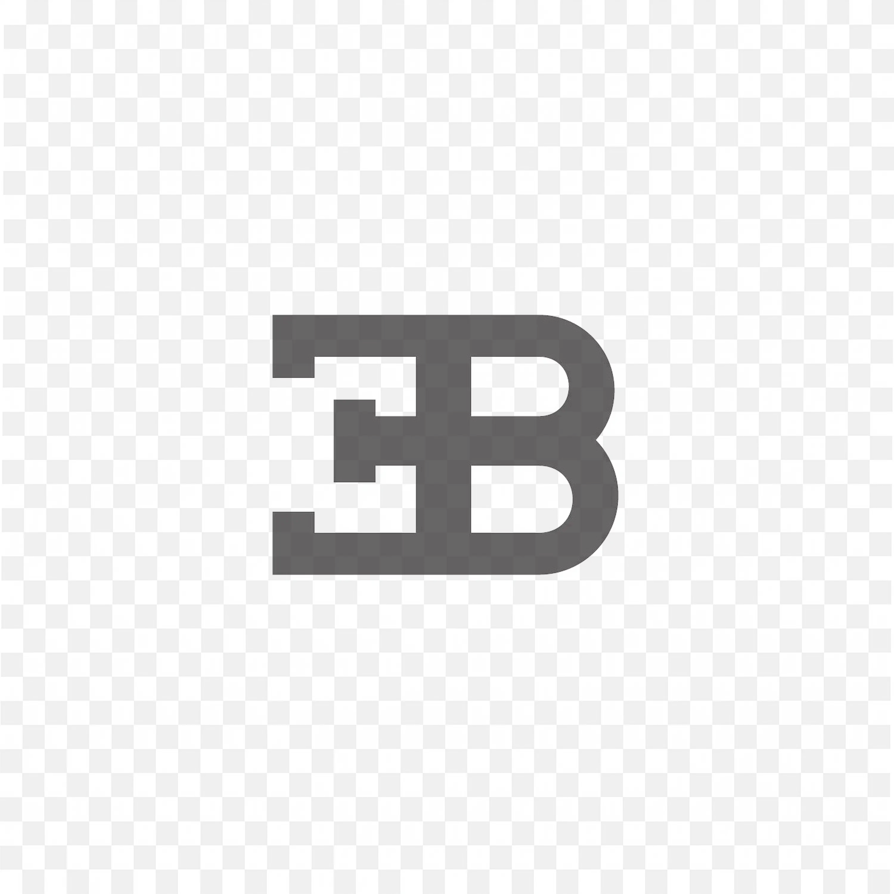 Bugatti EB monogram logo in dense black minimalist style