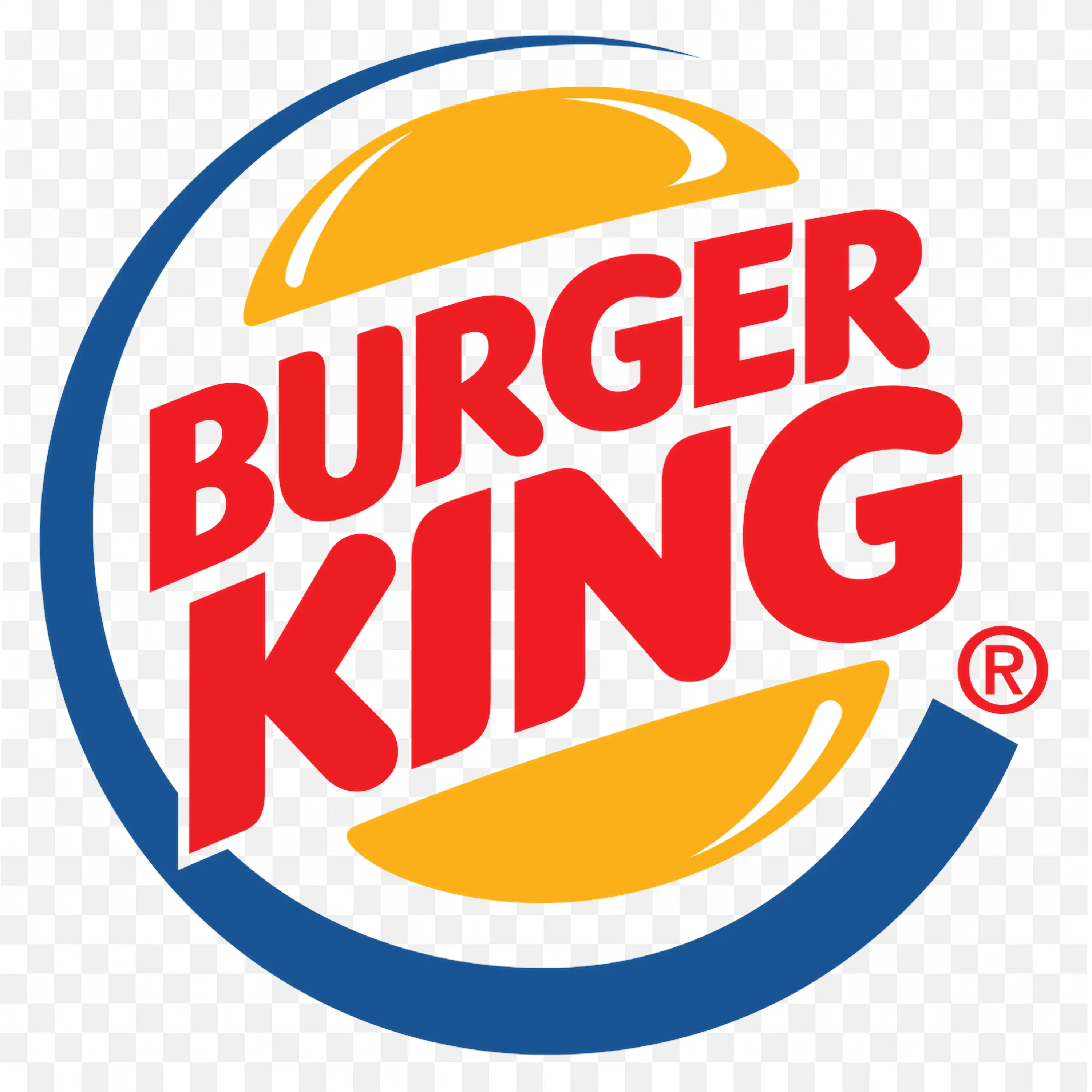 Burger King logo with red text and Orange bun and Curve PNG