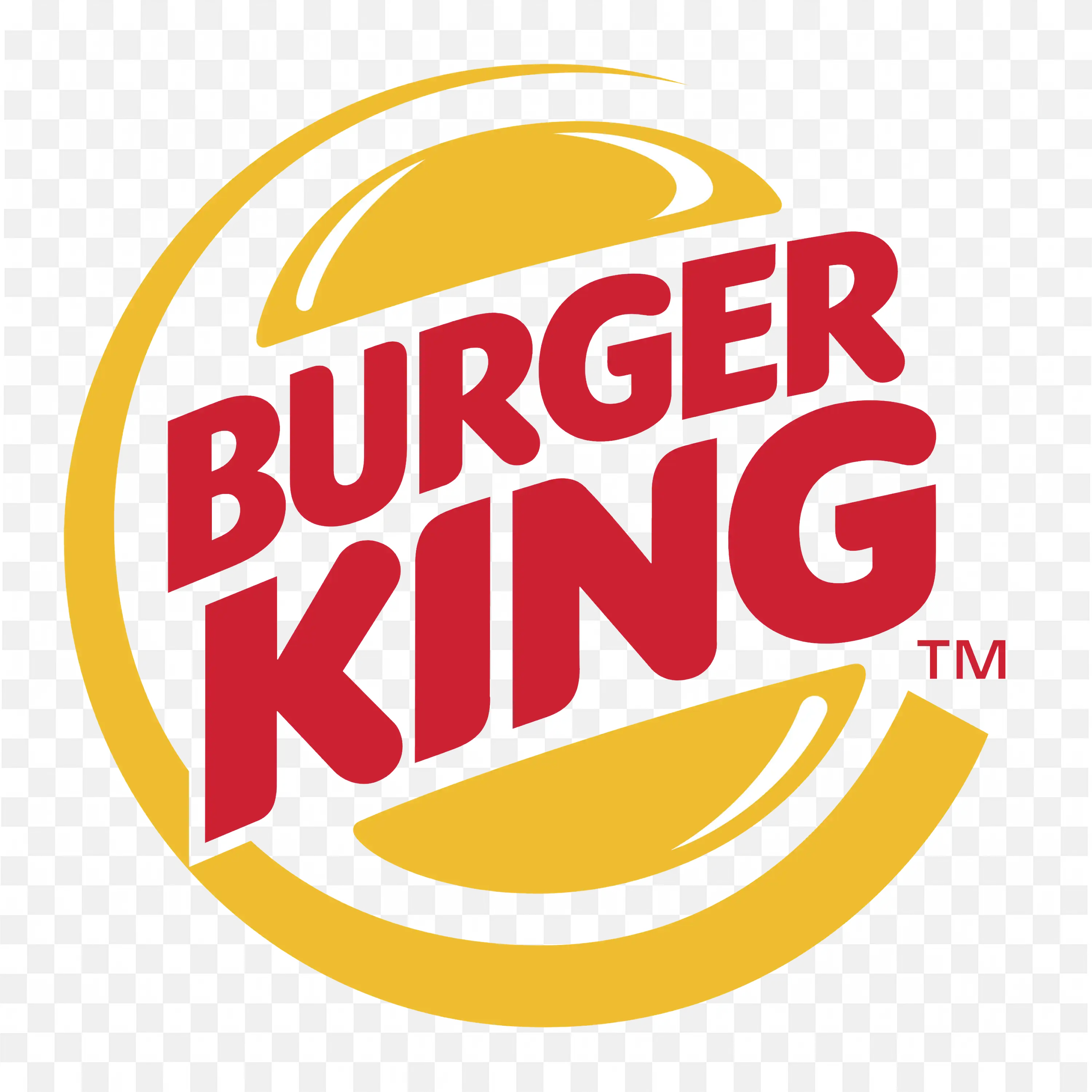 Burger King with yellow bun and light red text Logo PNG