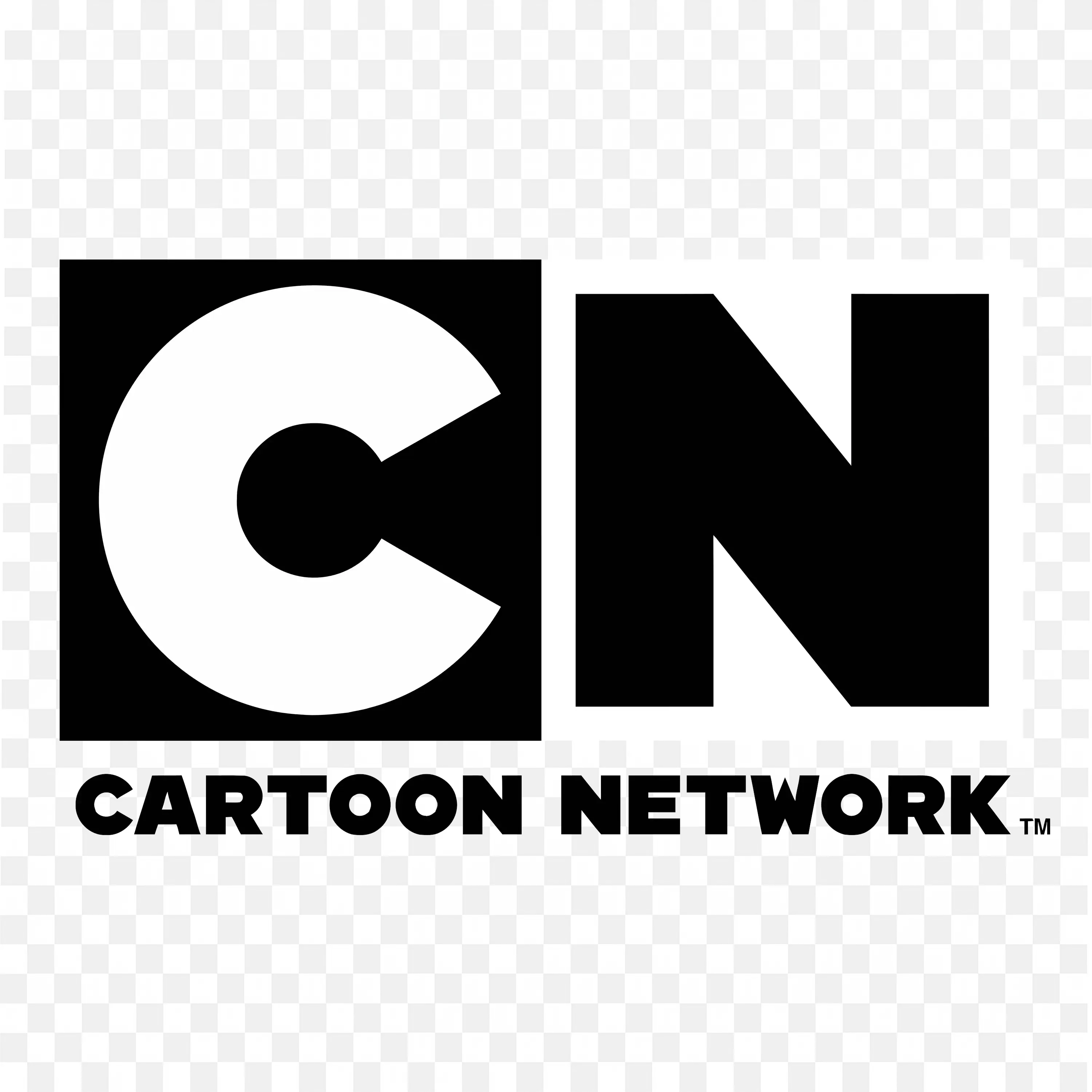 Cartoon Network CN Logo in Black and White Block Design PNG