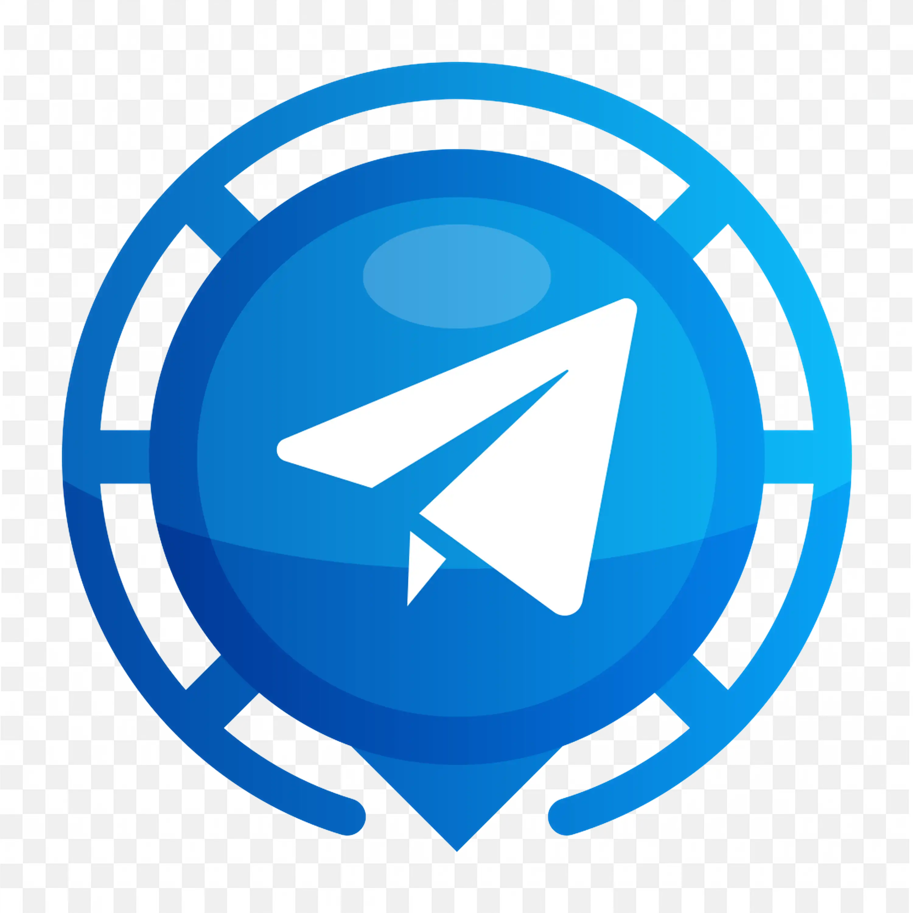 Circular Telegram Logo with Tech Style Border PNG foe free