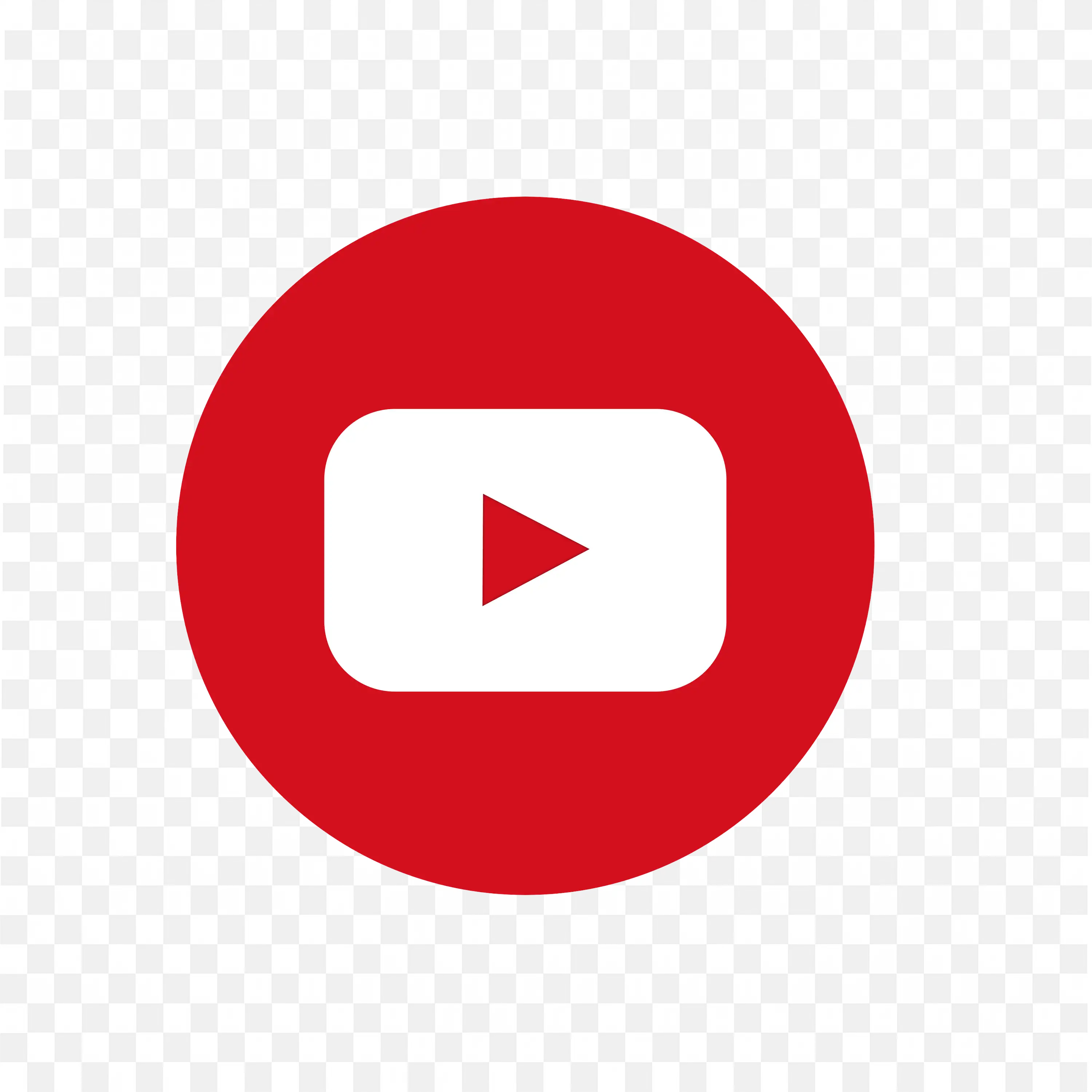 Circular YouTube Play button in white with Red Background