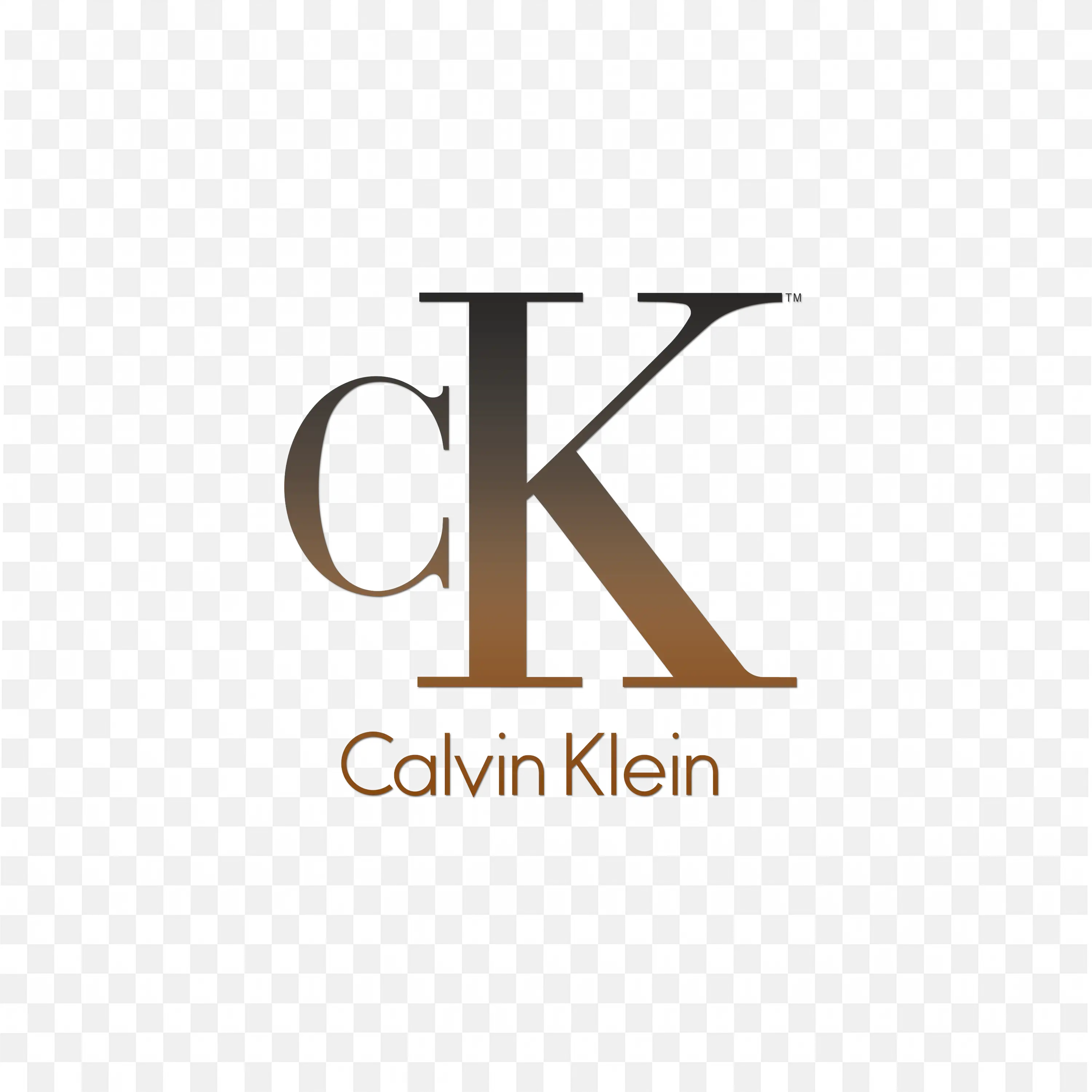CK Calvin Klein logo with brown and black serif letters