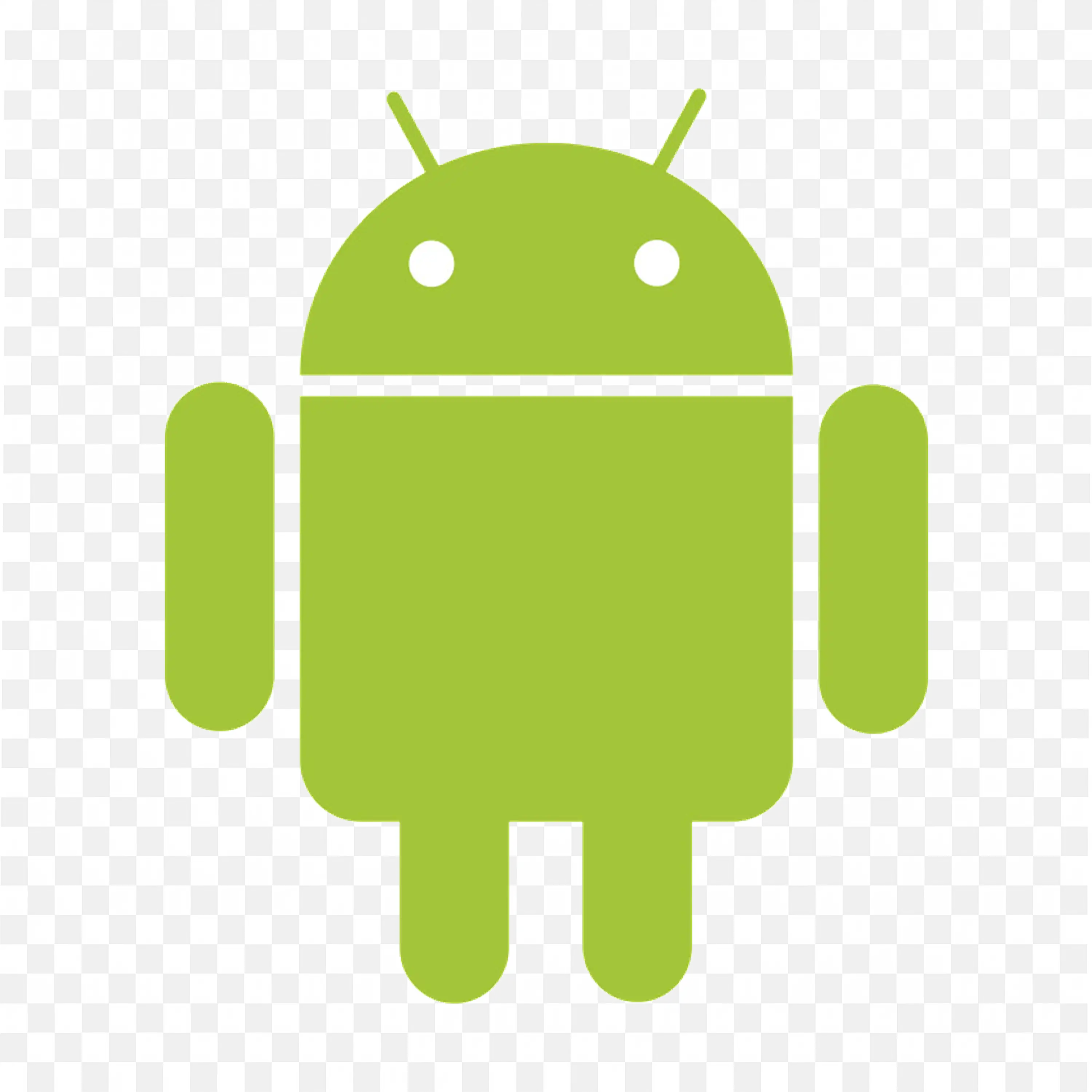Classic Android green robot icon with antenna and limbs